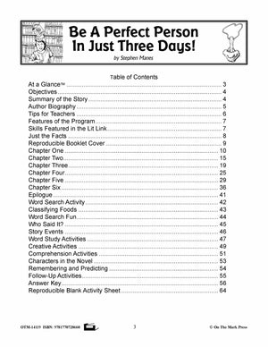 Be a Perfect Person in Just Three Days, by Stephen Manse Lit Link Grades 4-6