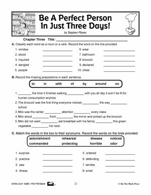 Be a Perfect Person in Just Three Days, by Stephen Manse Lit Link Grades 4-6