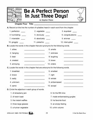 Be a Perfect Person in Just Three Days, by Stephen Manse Lit Link Grades 4-6