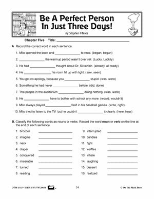 Be a Perfect Person in Just Three Days, by Stephen Manse Lit Link Grades 4-6