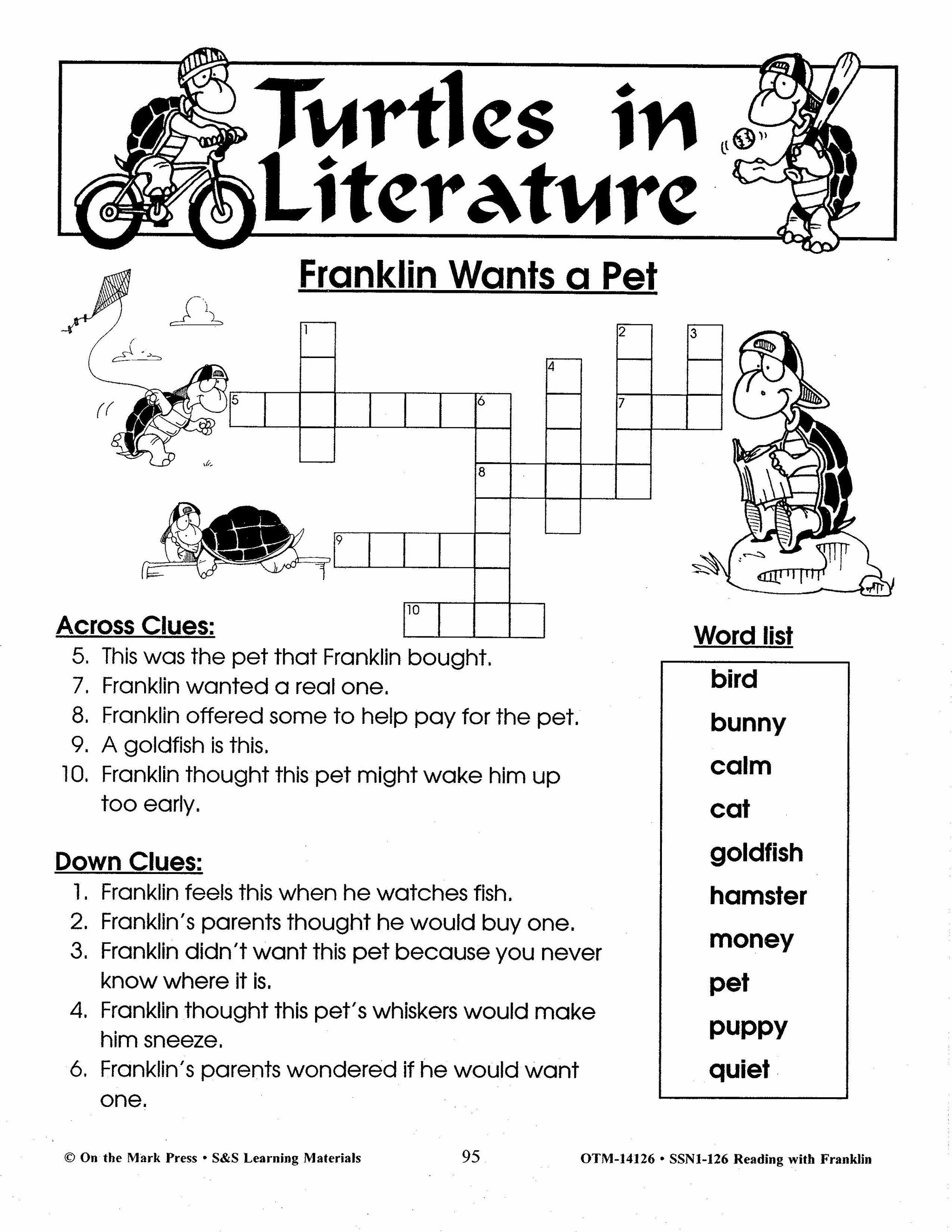 Reading with Franklin the Turtle Author Study Grades 1-3