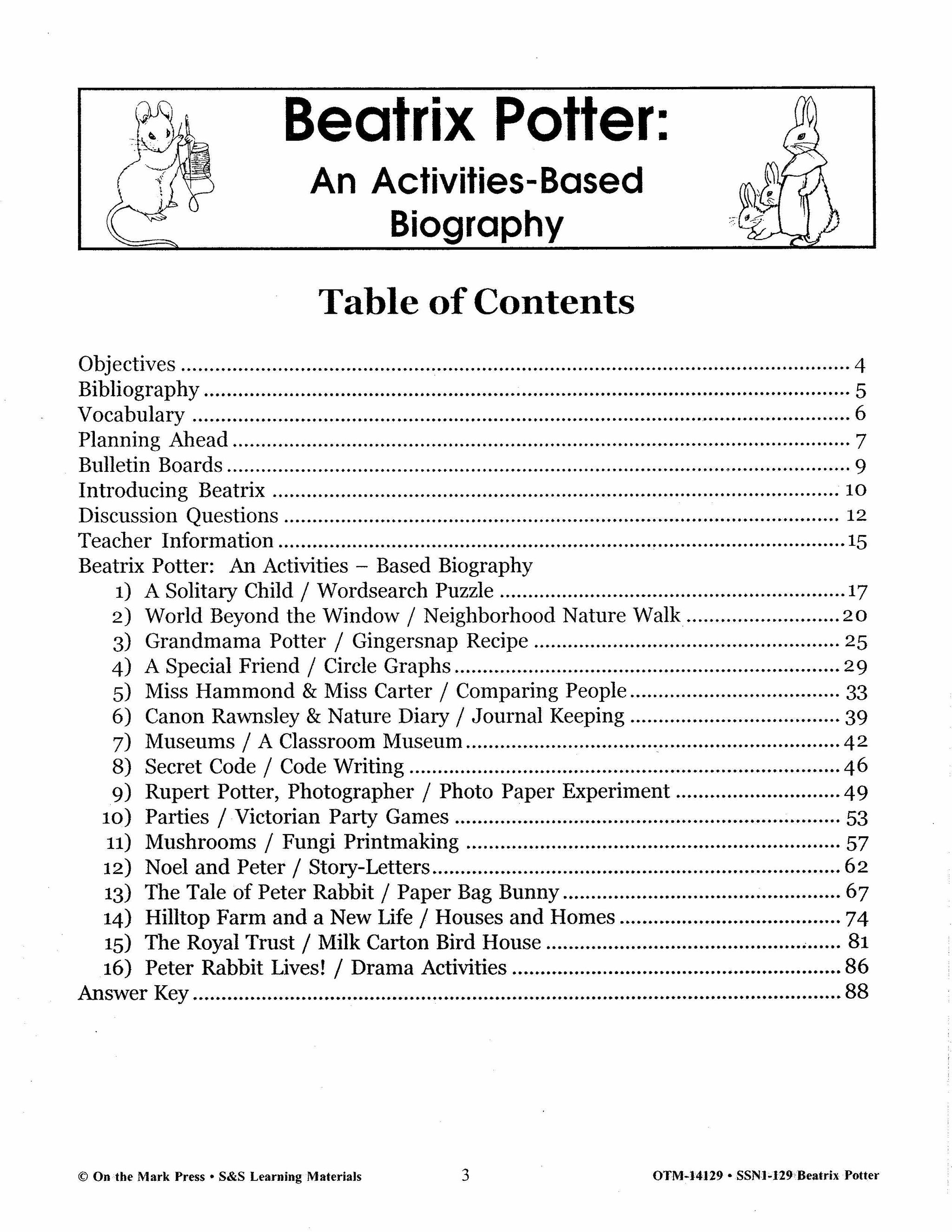 Reading with Beatrix Potter Author Study - A Biography Grades 2-4