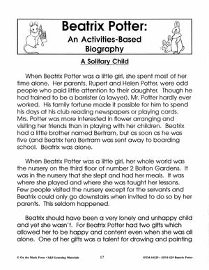 Reading with Beatrix Potter Author Study - A Biography Grades 2-4