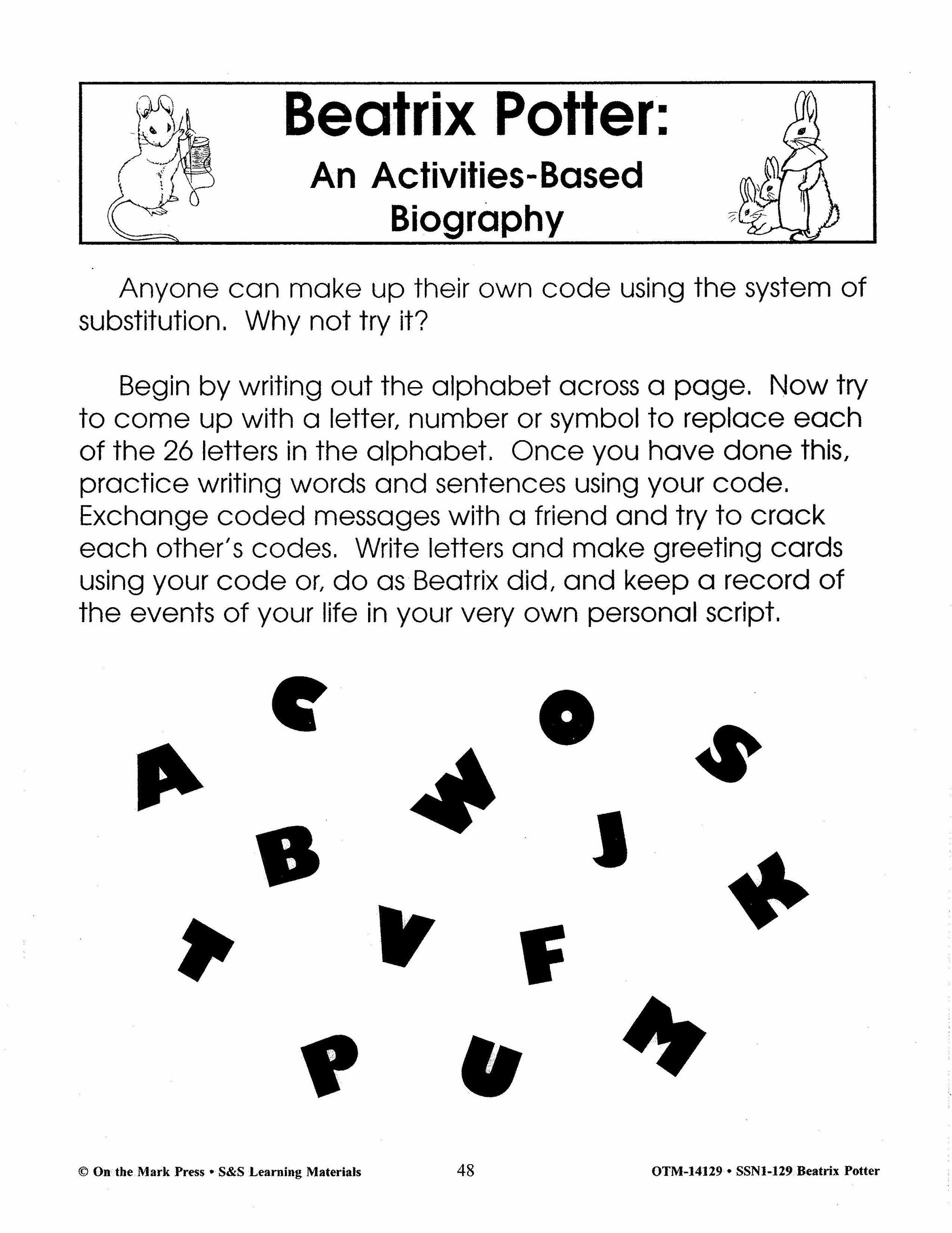 Reading with Beatrix Potter Author Study - A Biography Grades 2-4