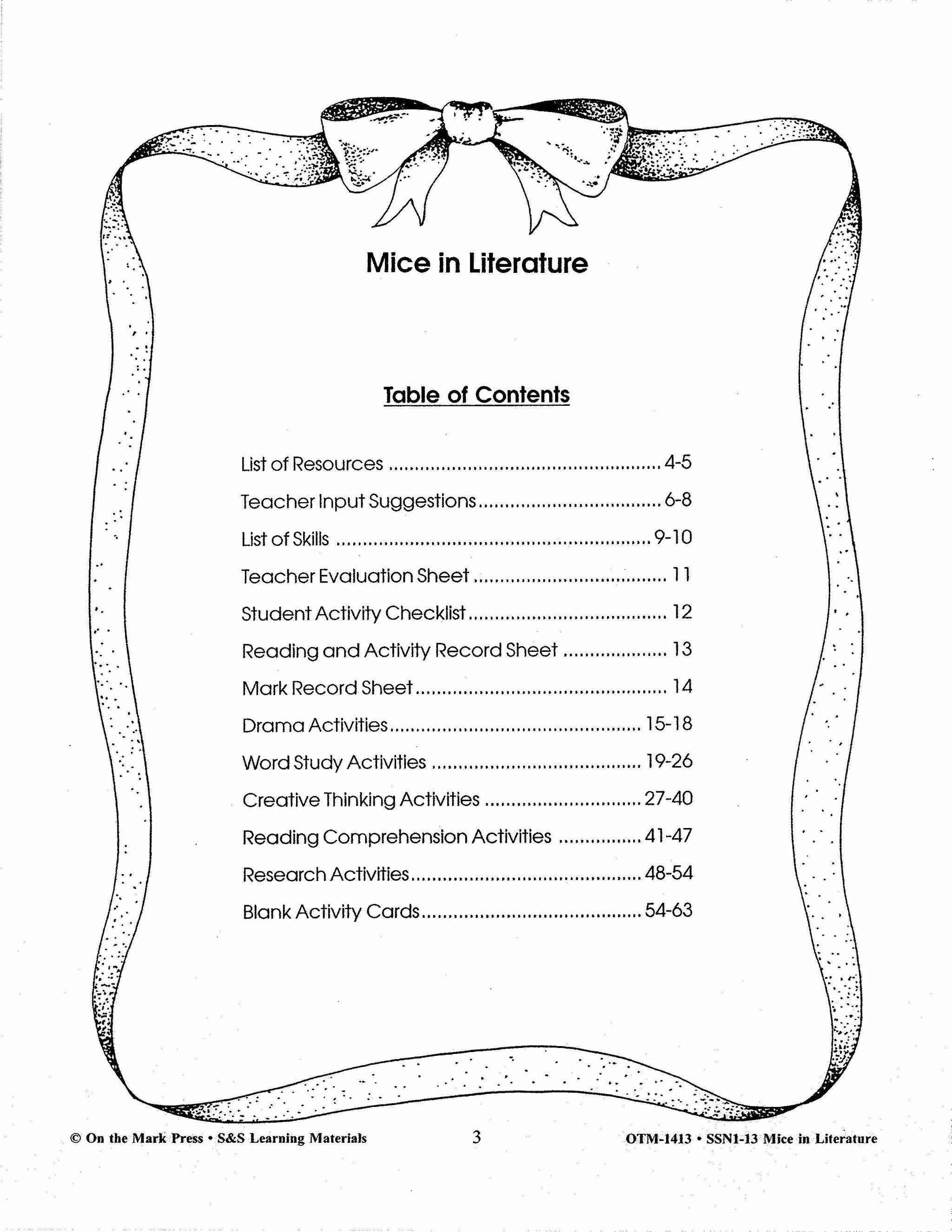 Mice in Literature Grades 3-5