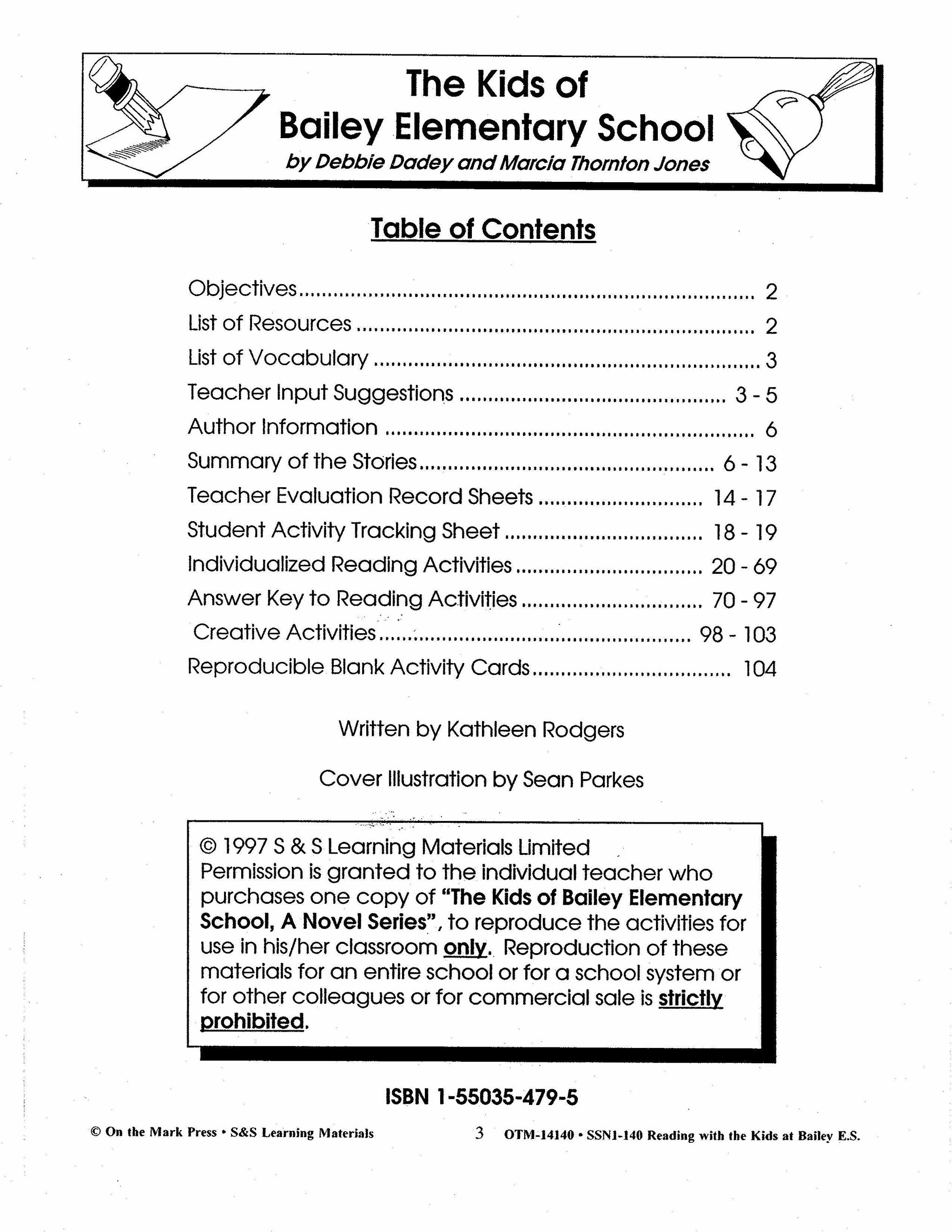 Reading with the Kids at Baily Elementary School Author Study Grades 2-4