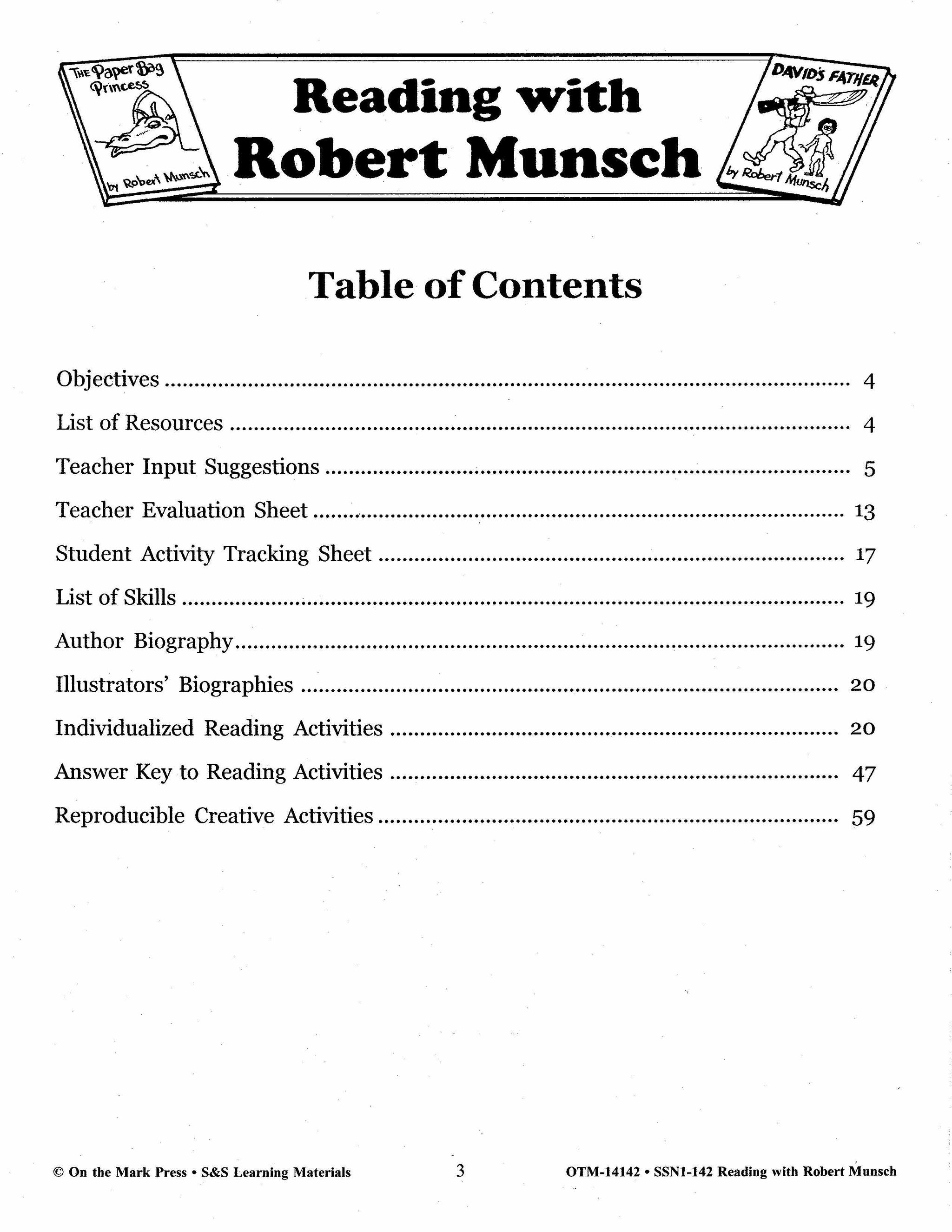 Reading with Robert Munsch Author Study Grades 1-3