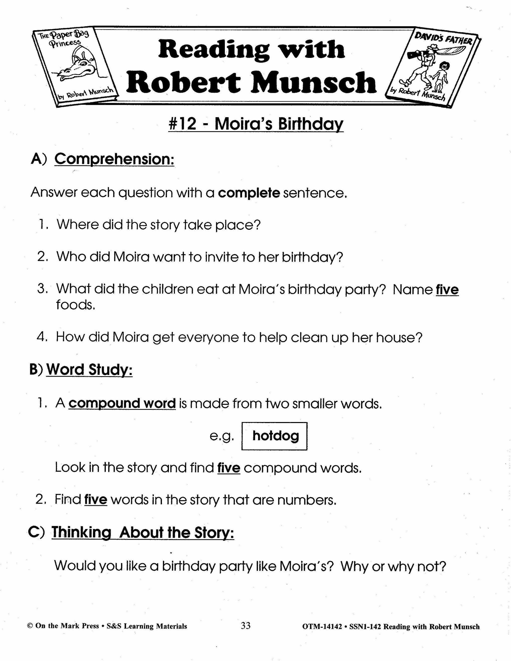 Reading with Robert Munsch Author Study Grades 1-3