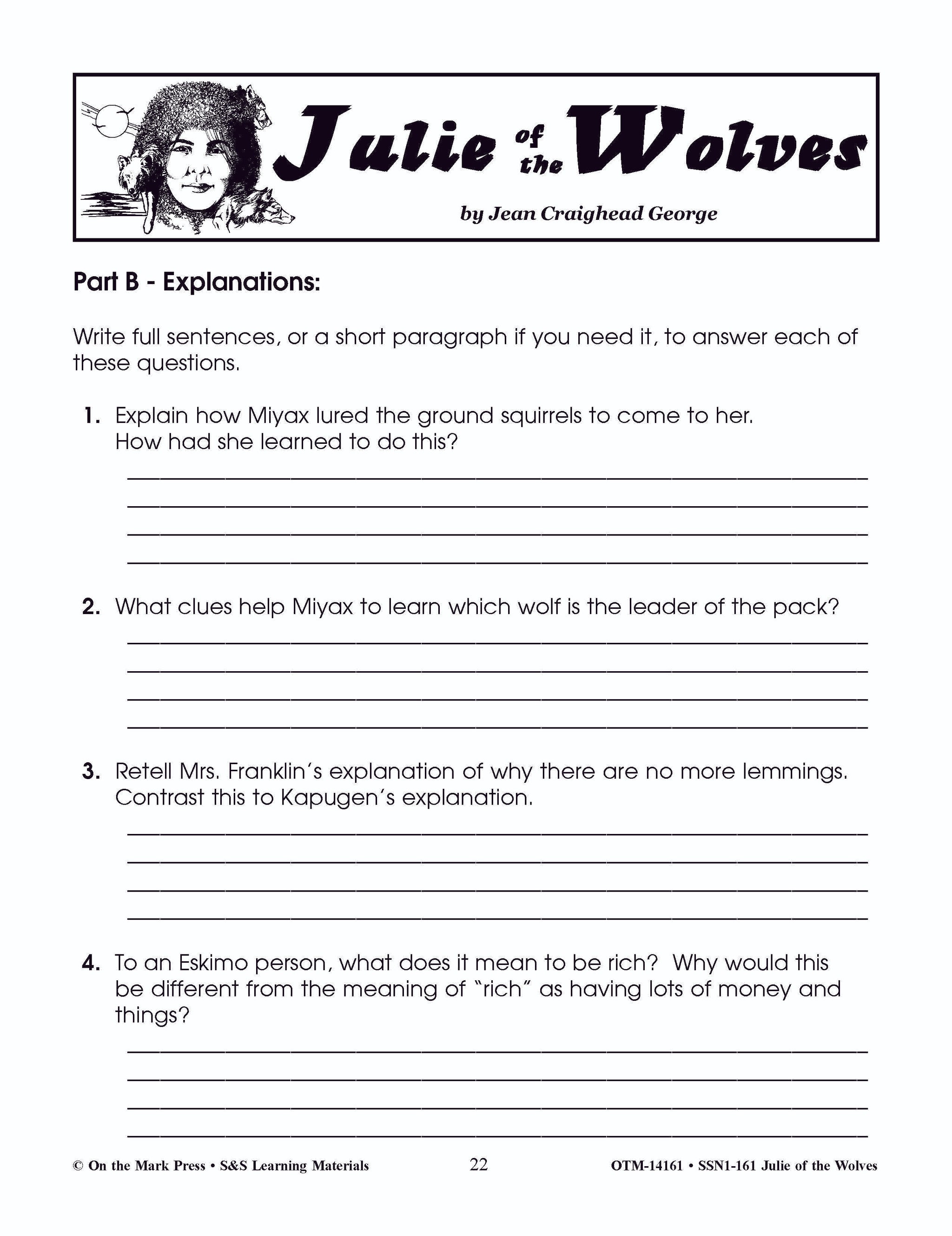 Julie of the Wolves, by Jean Craighead George Lit Link Grades 7-8