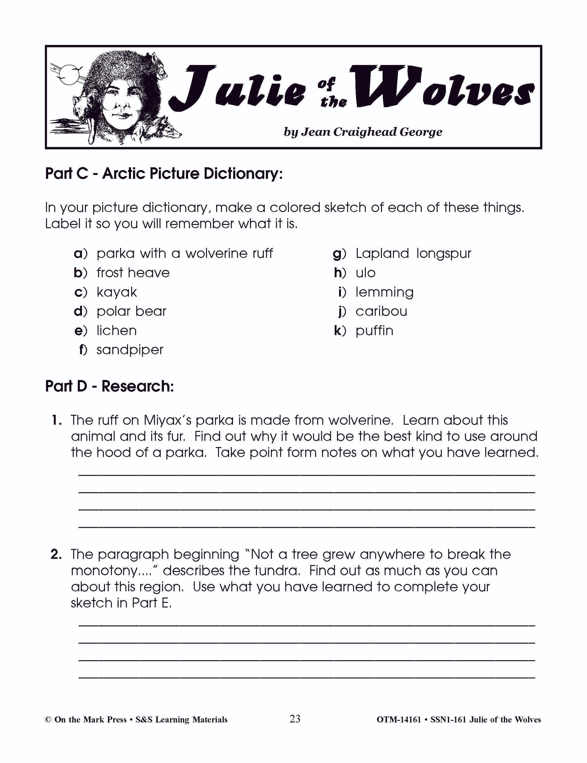 Julie of the Wolves, by Jean Craighead George Lit Link Grades 7-8