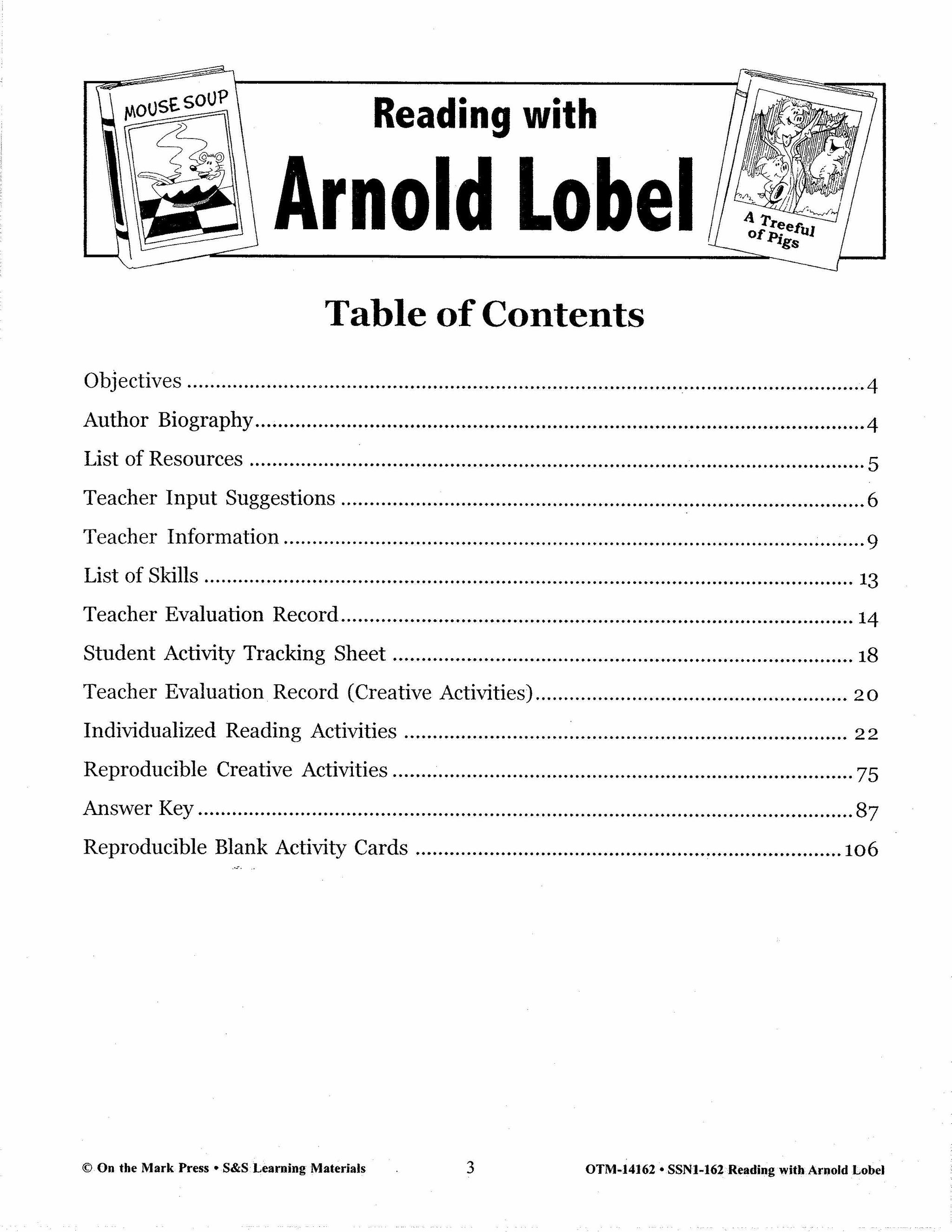 Reading with Arnold Lobel Author Study Grades 1-3 (Frog & Toad books)