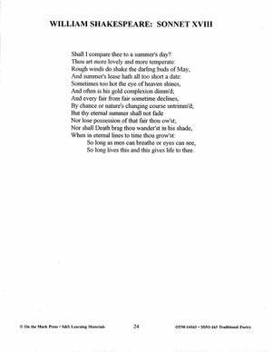 Traditional Poetry from the Fifteenth to the early Twentieth Century Grades 7-10