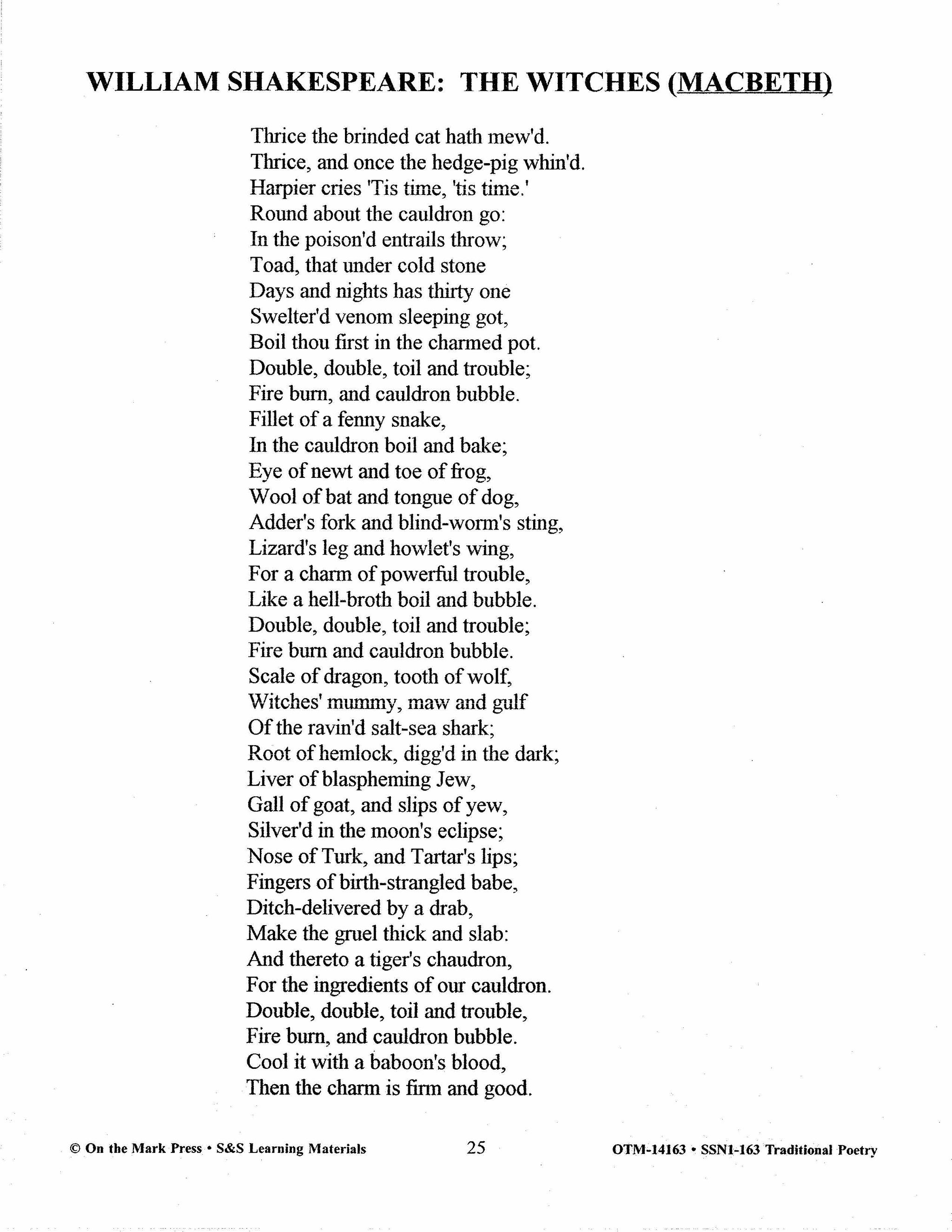 Traditional Poetry from the Fifteenth to the early Twentieth Century Grades 7-10