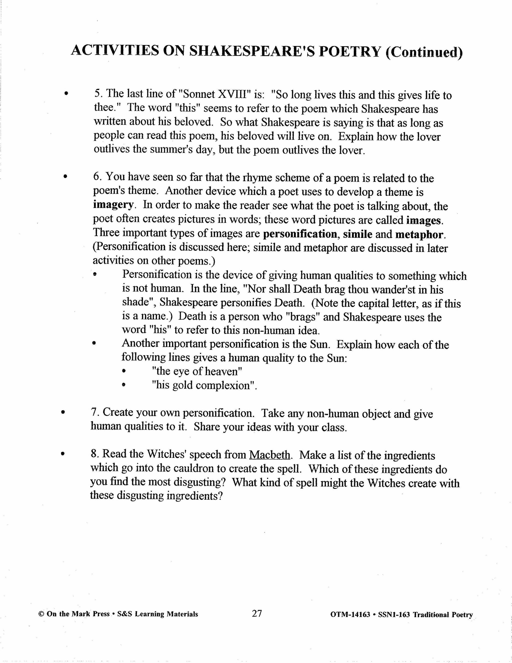 Traditional Poetry from the Fifteenth to the early Twentieth Century Grades 7-10