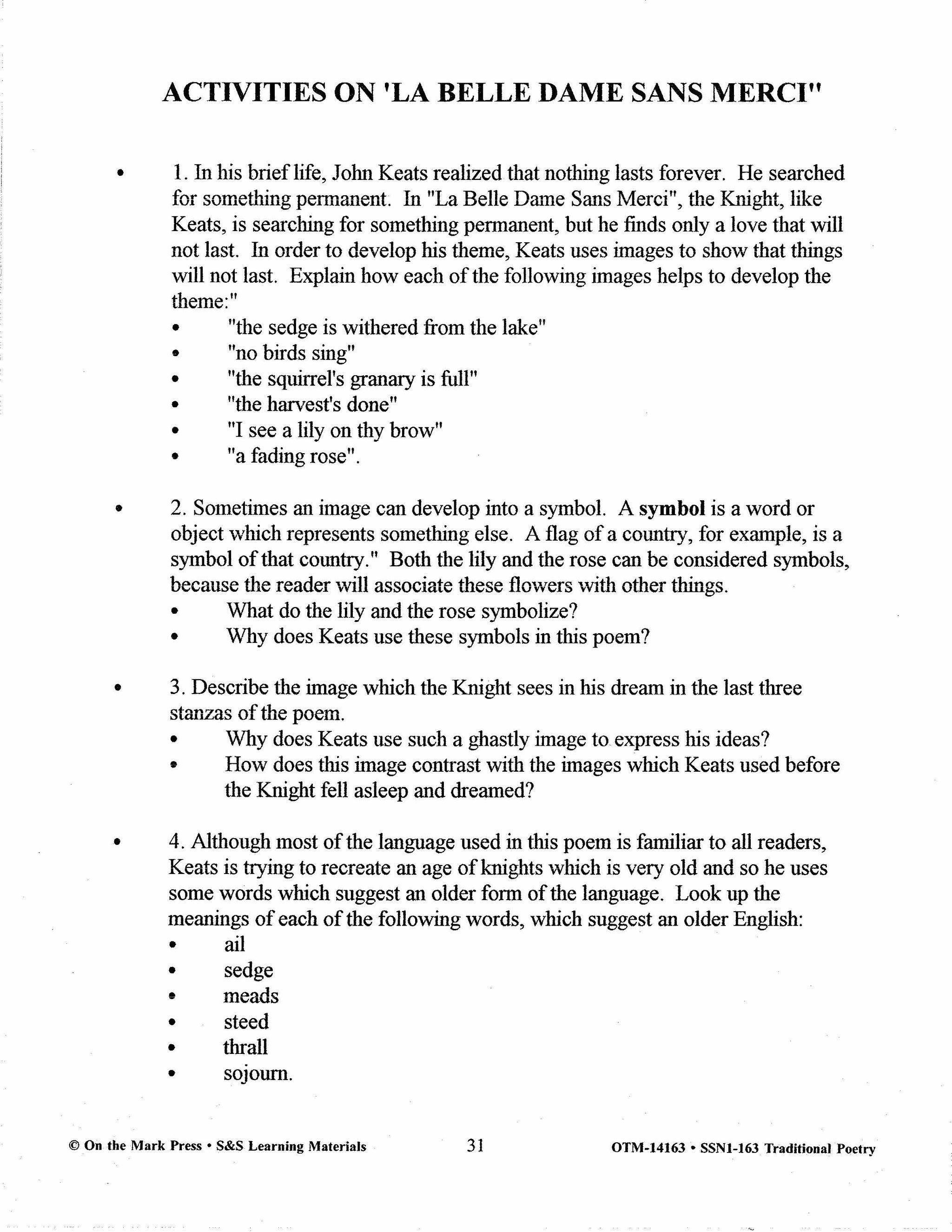 Traditional Poetry from the Fifteenth to the early Twentieth Century Grades 7-10