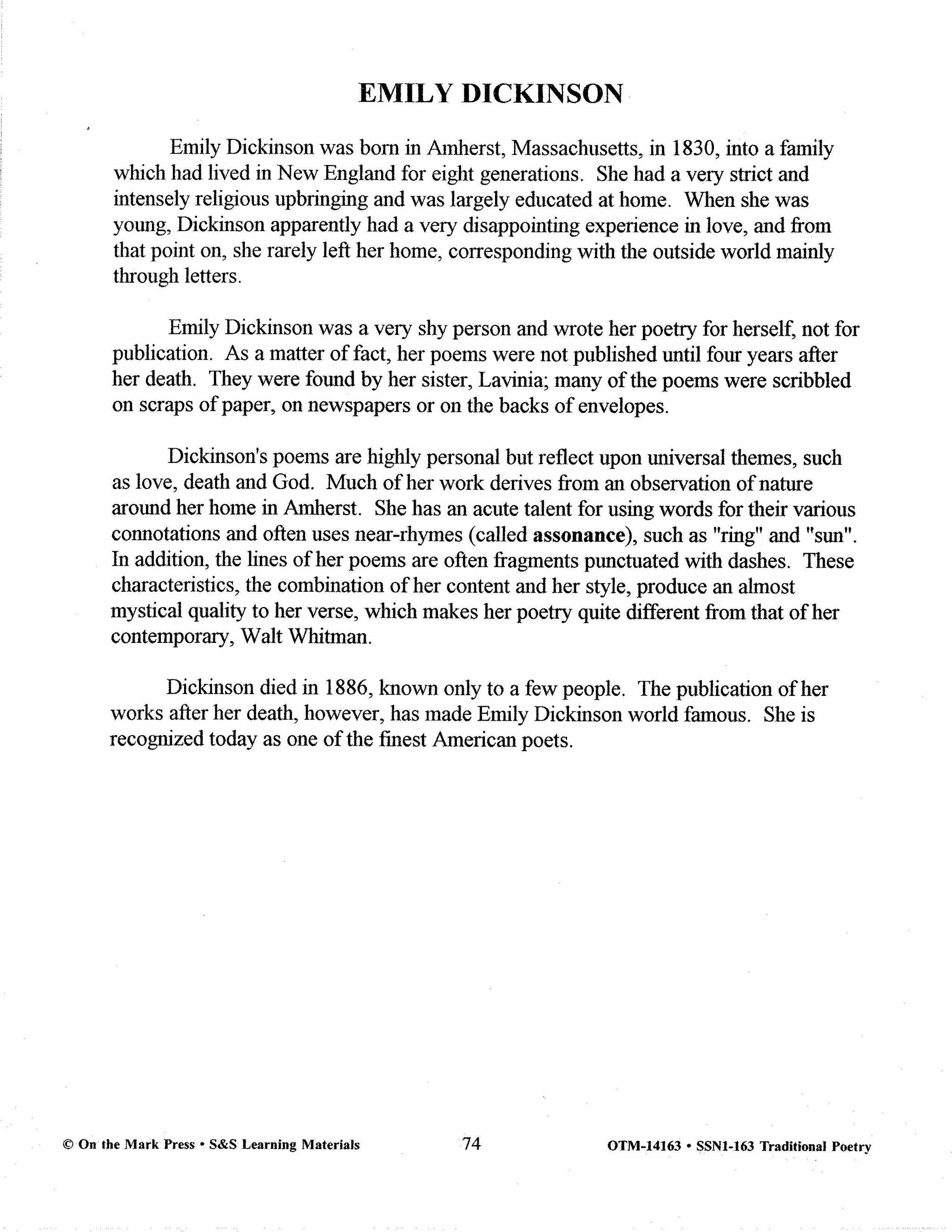 Traditional Poetry from the Fifteenth to the early Twentieth Century Grades 7-10