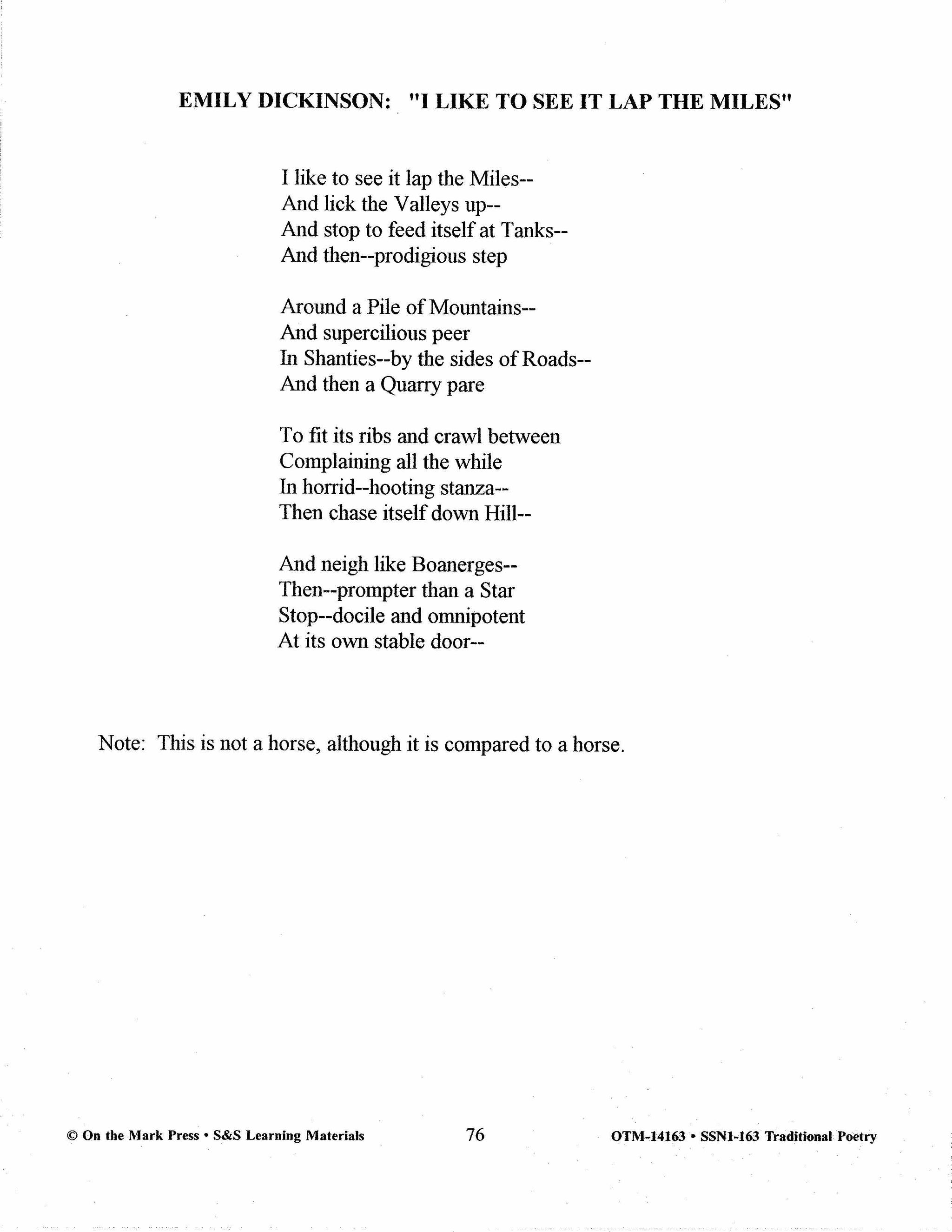 Traditional Poetry from the Fifteenth to the early Twentieth Century Grades 7-10