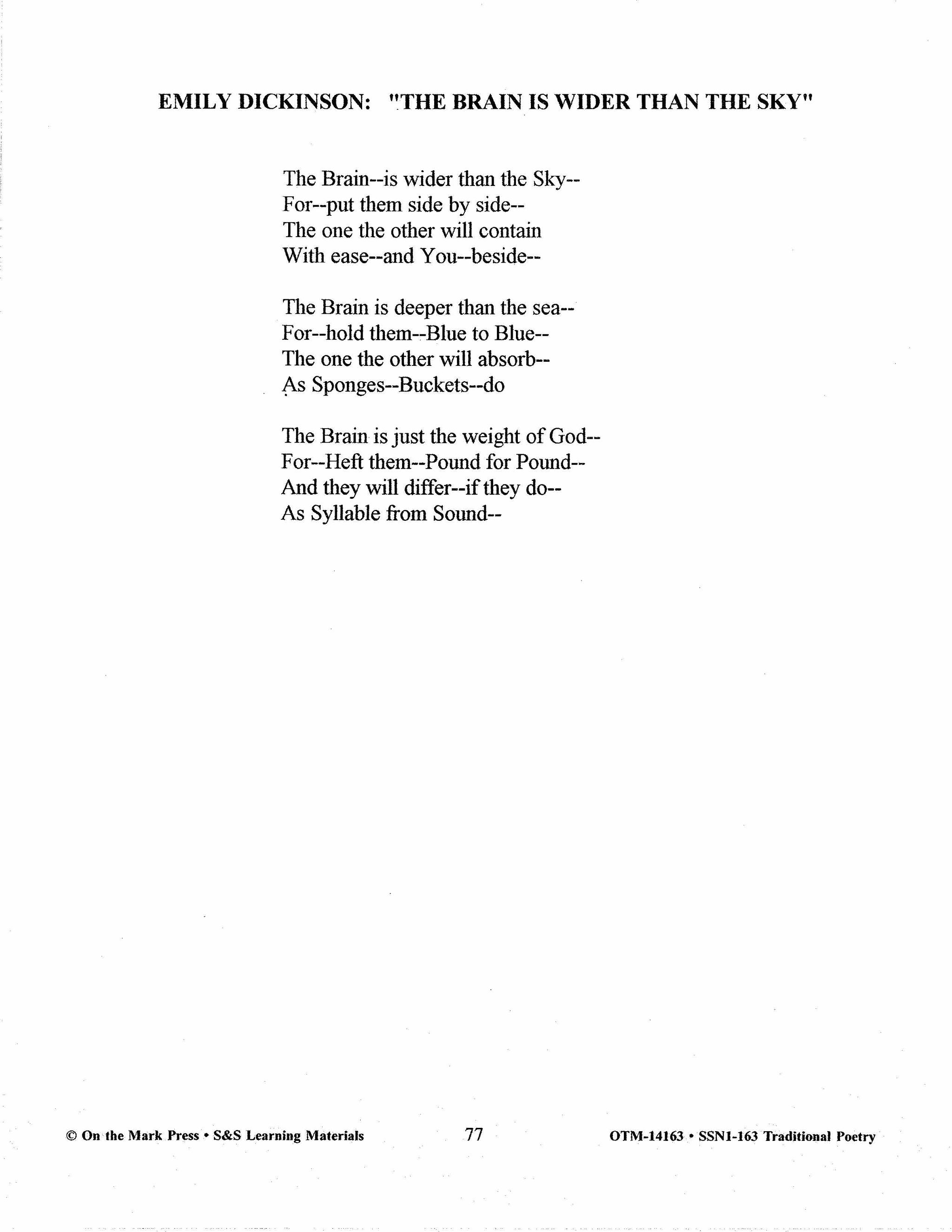 Traditional Poetry from the Fifteenth to the early Twentieth Century Grades 7-10