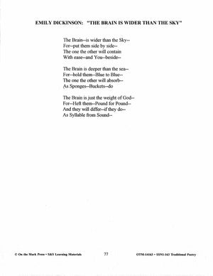 Traditional Poetry from the Fifteenth to the early Twentieth Century Grades 7-10