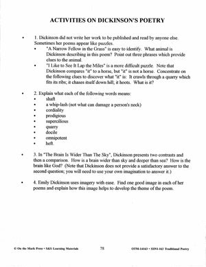 Traditional Poetry from the Fifteenth to the early Twentieth Century Grades 7-10