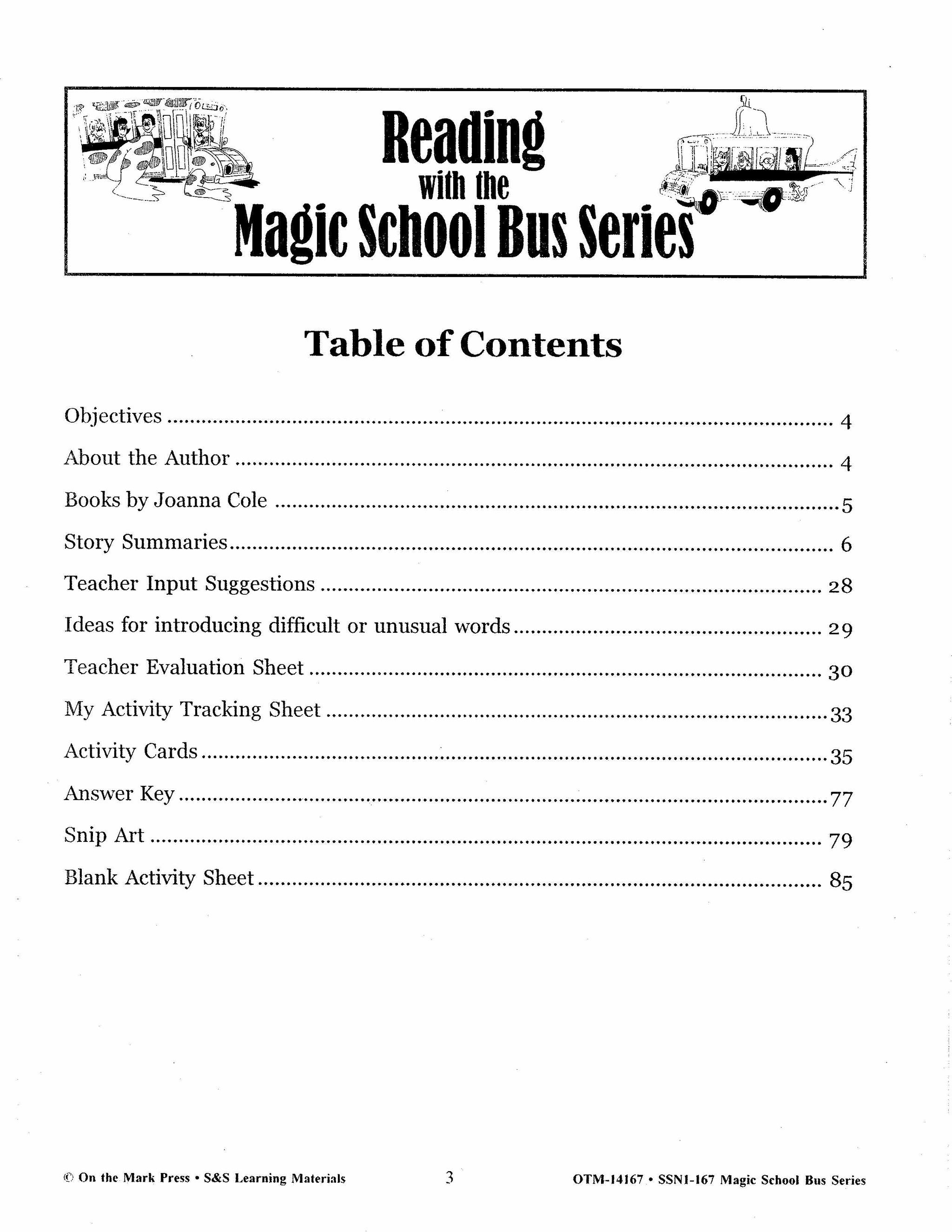 Reading with the Magic School Bus Author Study Grades 1-3