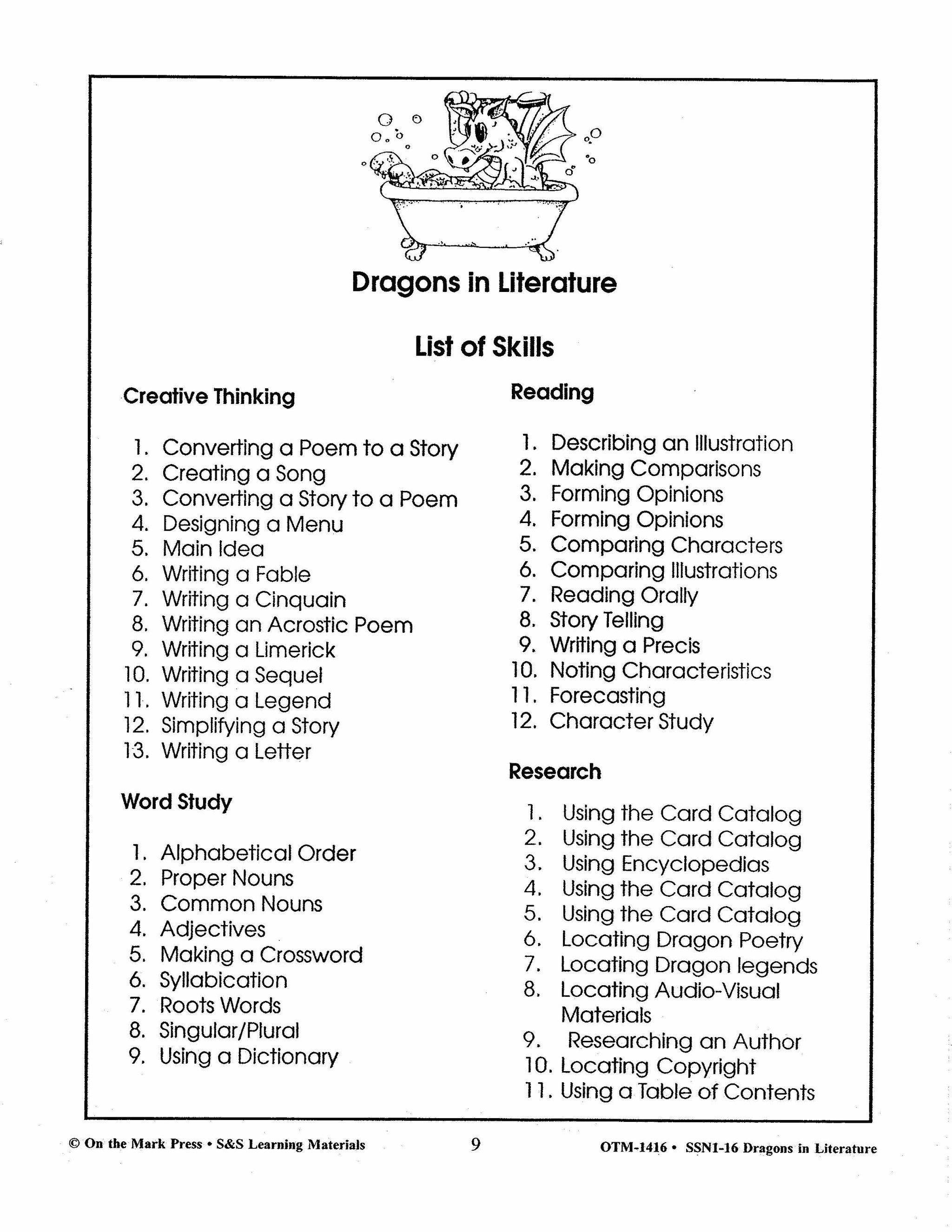 Dragons in Literature Grades 3-6 - Open-ended activities for any literature on dragons