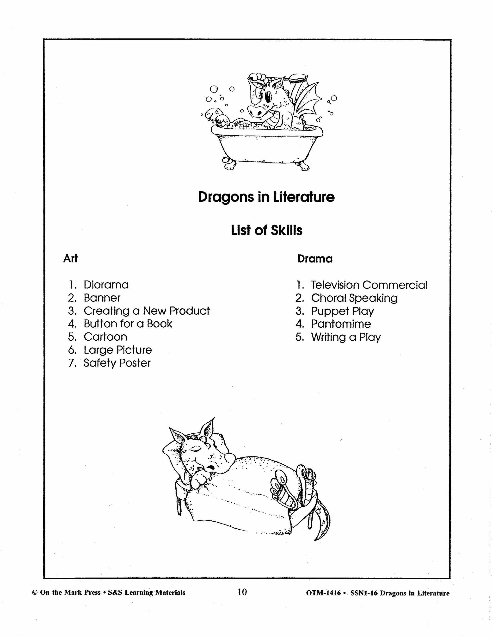 Dragons in Literature Grades 3-6 - Open-ended activities for any literature on dragons