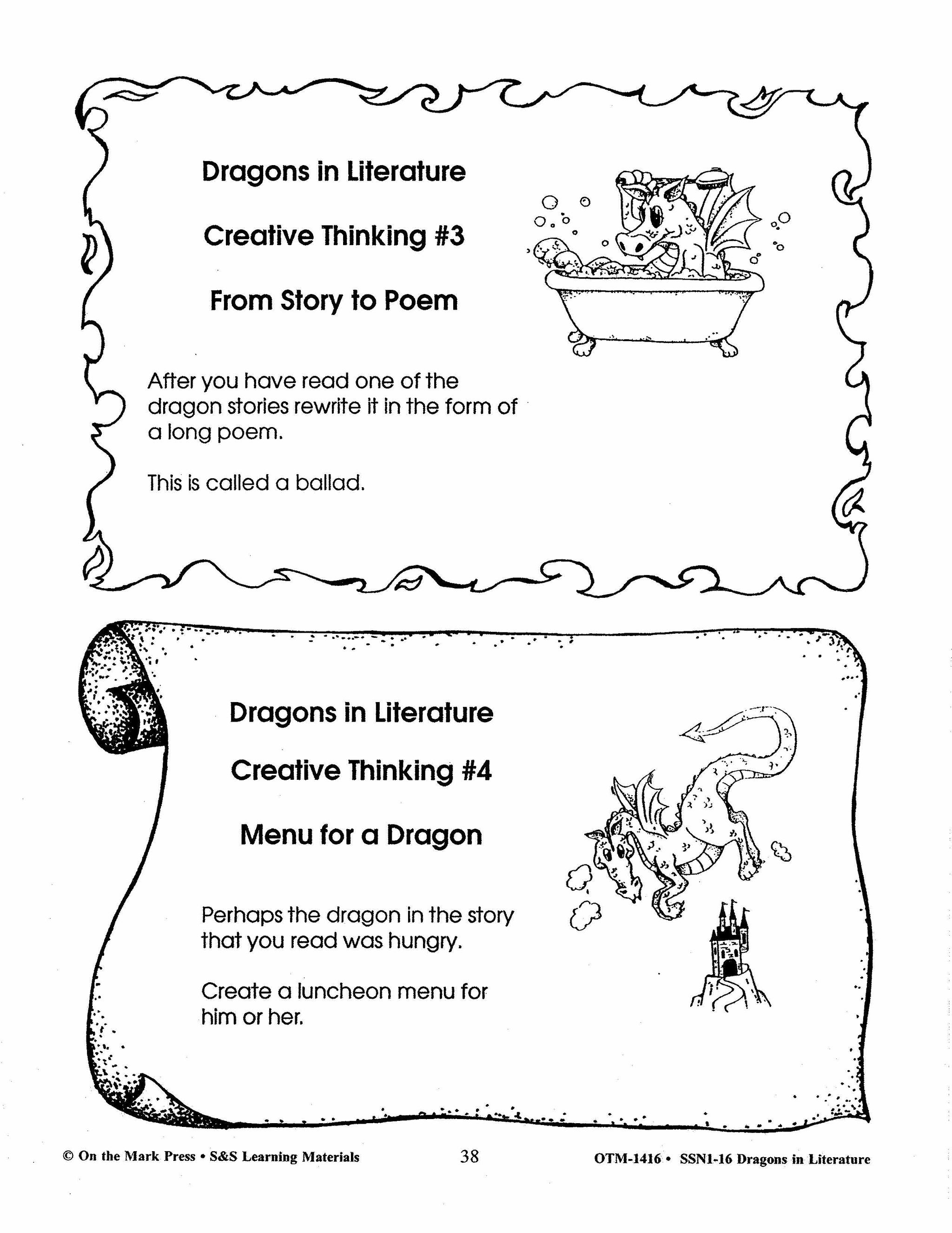 Dragons in Literature Grades 3-6 - Open-ended activities for any literature on dragons
