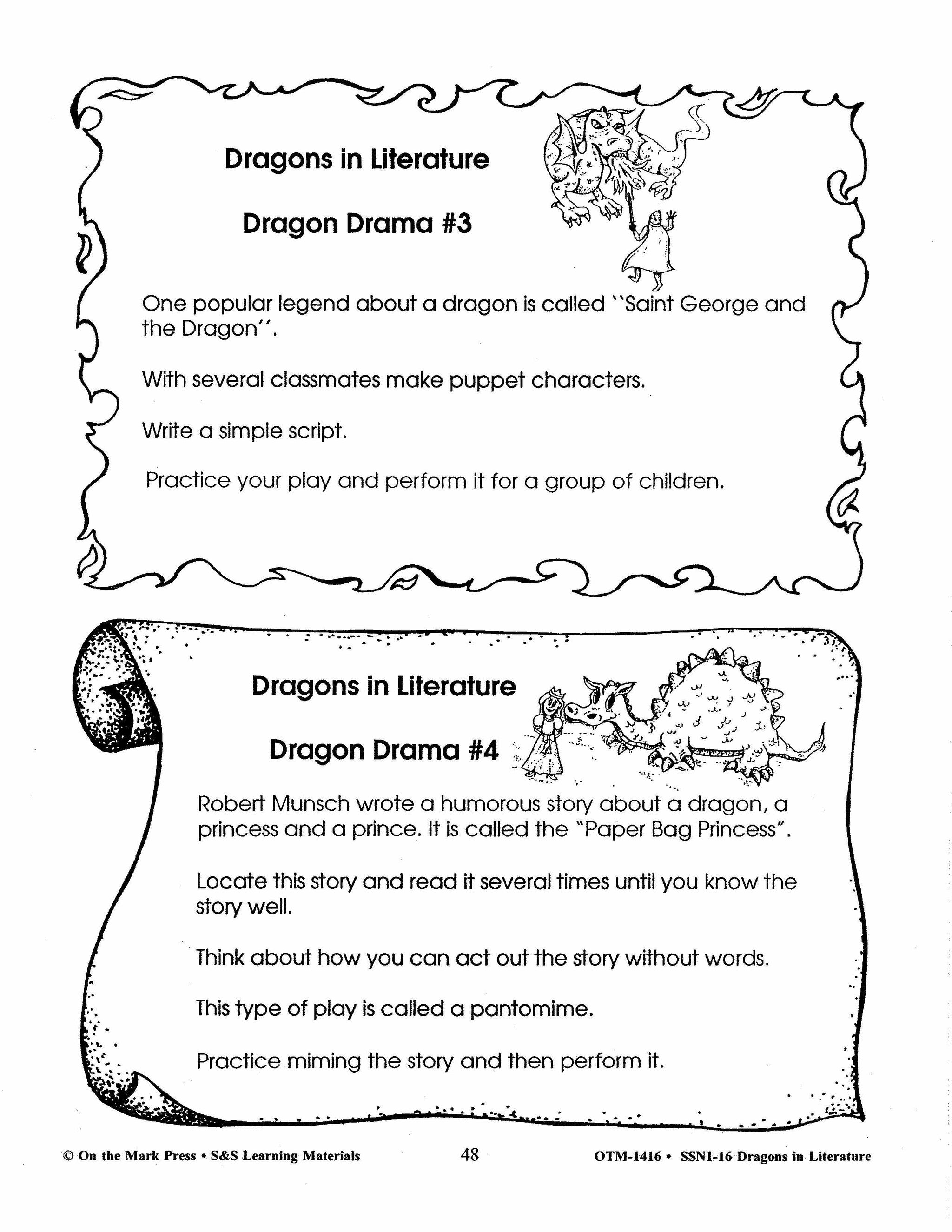 Dragons in Literature Grades 3-6 - Open-ended activities for any literature on dragons