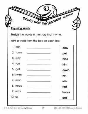 Danny and the Dinosaur Activities & More! Grades 1-3 Dinosaurs in Literature,
