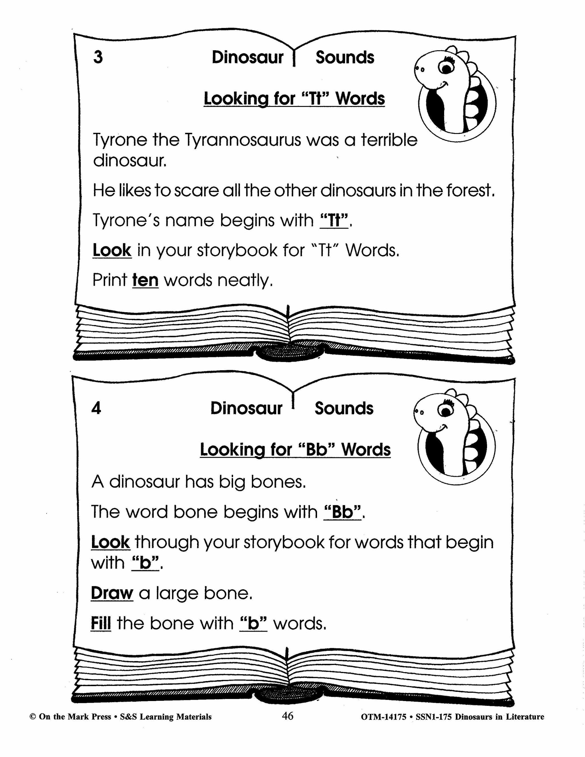 Danny and the Dinosaur Activities & More! Grades 1-3 Dinosaurs in Literature,