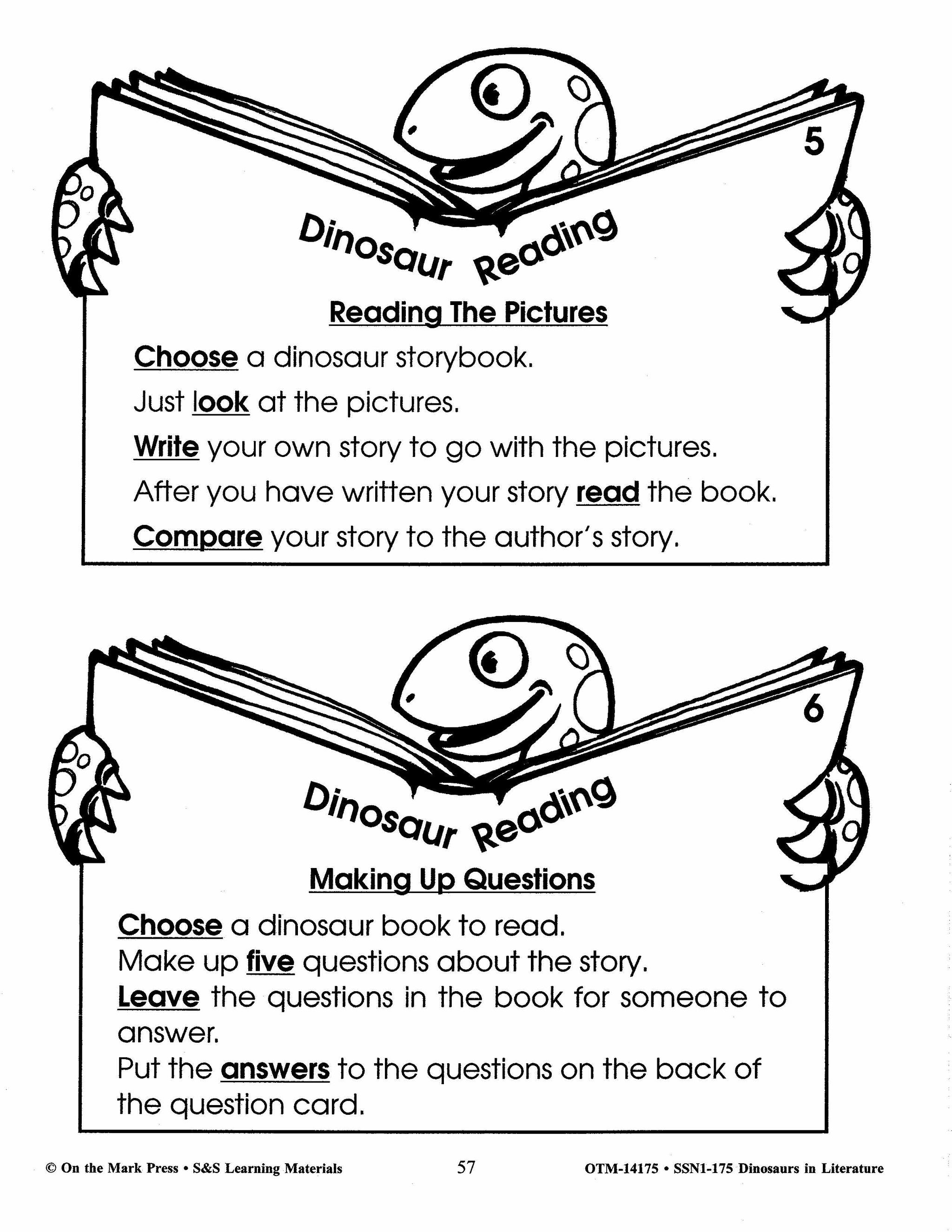 Danny and the Dinosaur Activities & More! Grades 1-3 Dinosaurs in Literature,