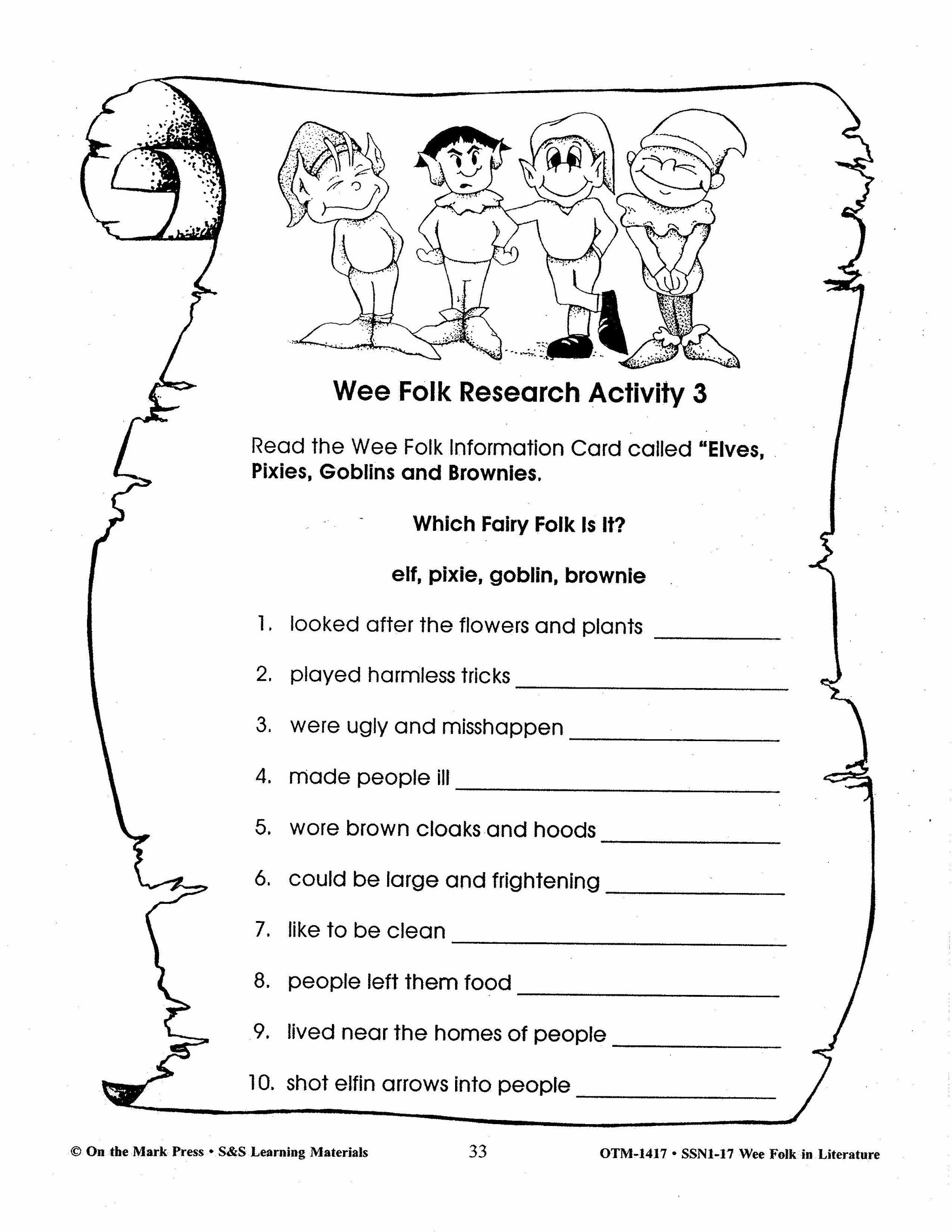 Wee Folk in Literature Grades 3-5