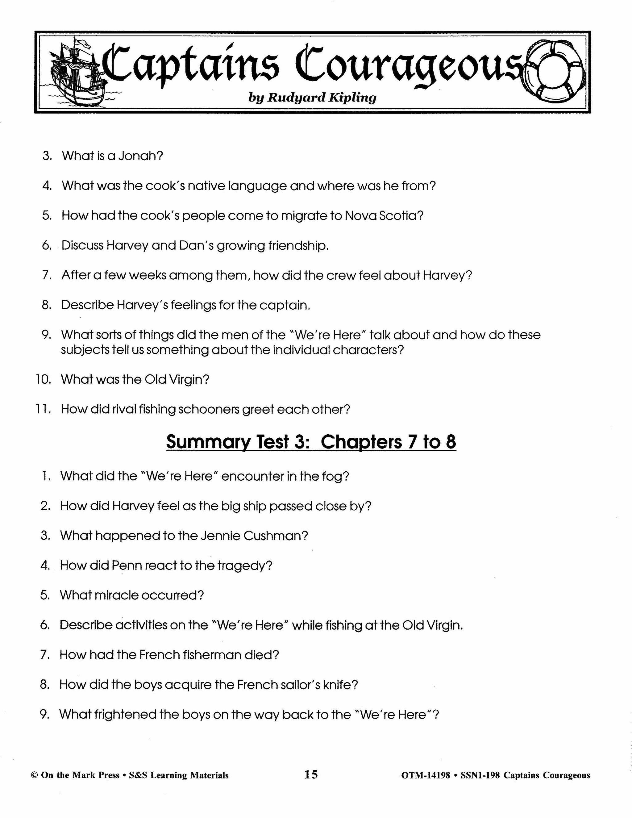 Captains Courageous, by Rudyard Kipling Lit Link Grades 7-8