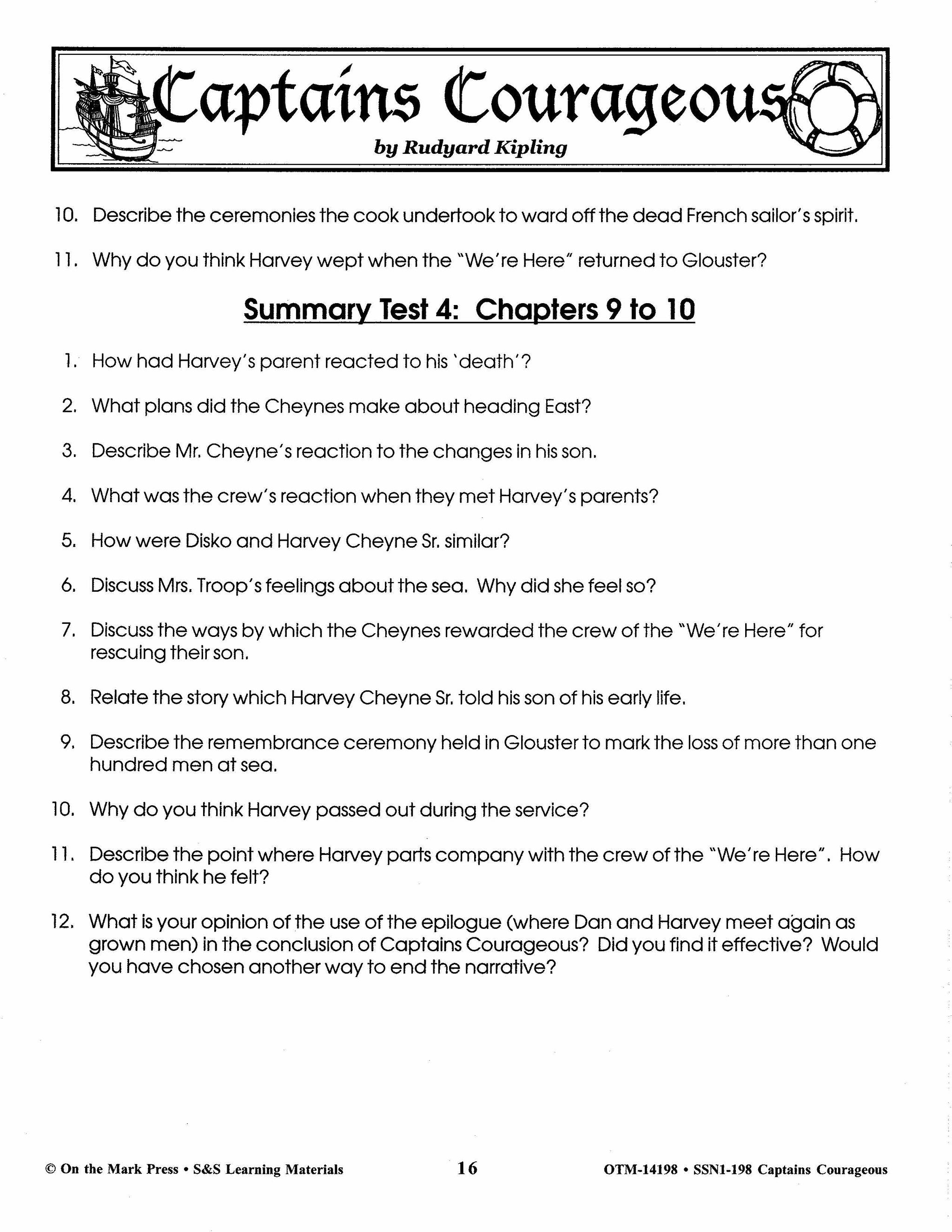 Captains Courageous, by Rudyard Kipling Lit Link Grades 7-8