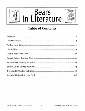 Bears in Literature - Corduroy, Beady Bear, Bearymore and more! Grades 1-3