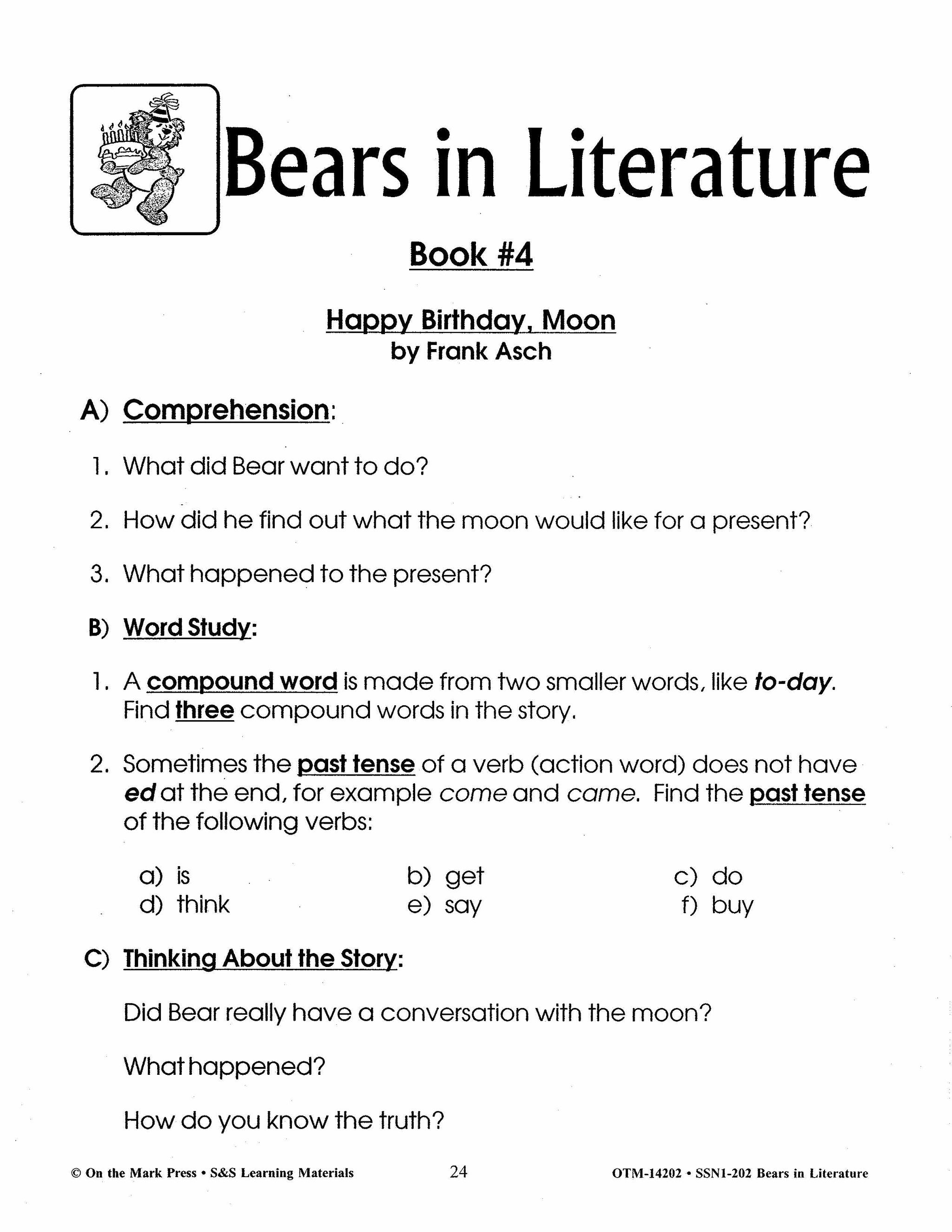 Bears in Literature - Corduroy, Beady Bear, Bearymore and more! Grades 1-3