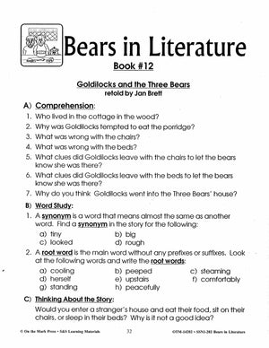 Bears in Literature - Corduroy, Beady Bear, Bearymore and more! Grades 1-3
