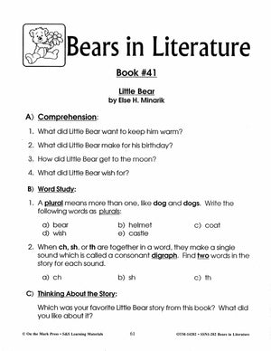Bears in Literature - Corduroy, Beady Bear, Bearymore and more! Grades 1-3