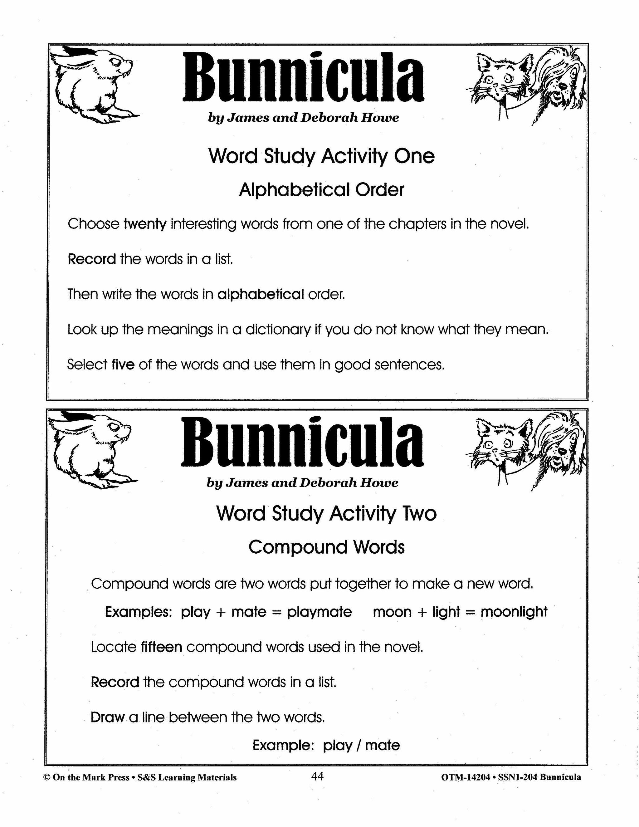 Bunnicula, by D. Howe Lit Link Grades 4-6