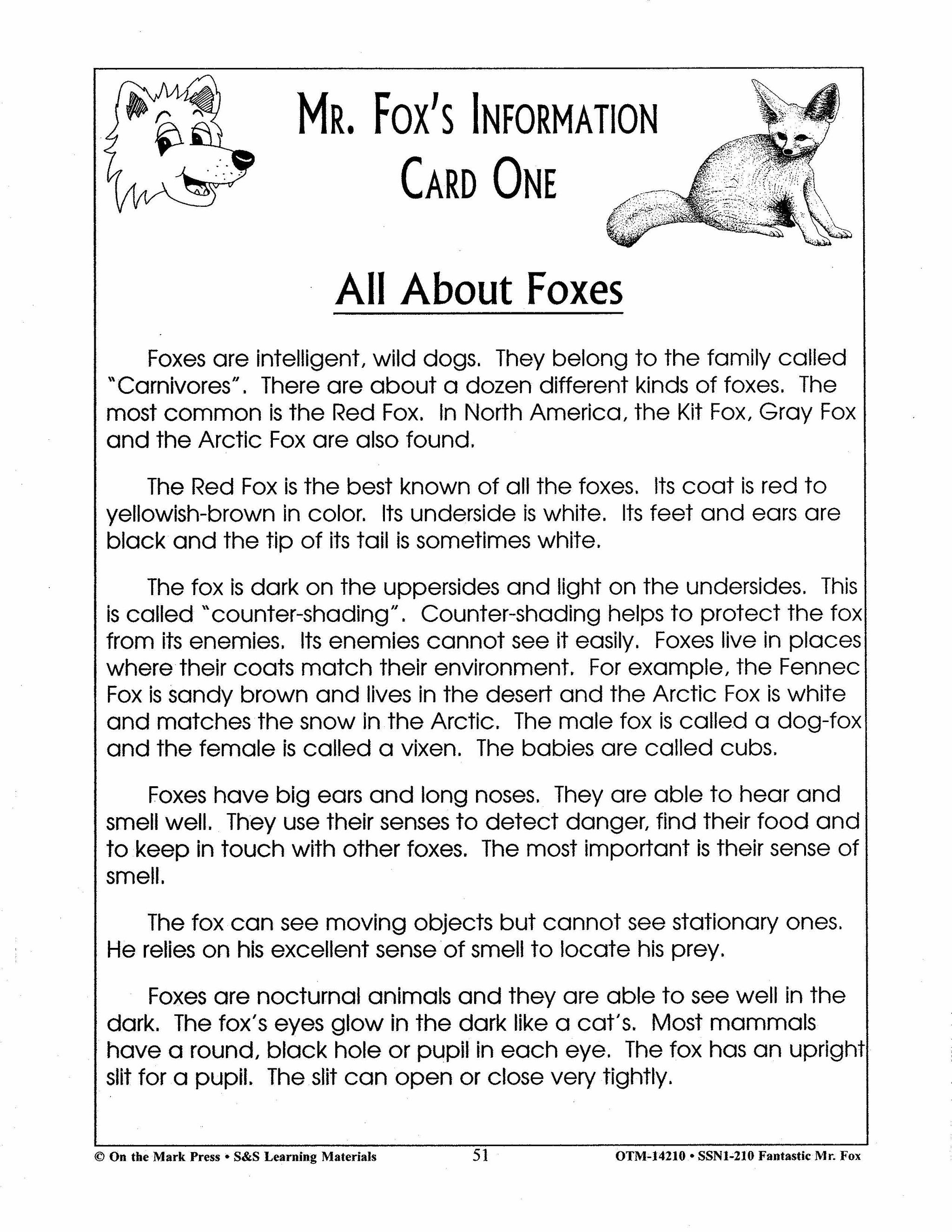 Fantastic Mr. Fox, by Roald Dahl Lit Link Grades 4-6