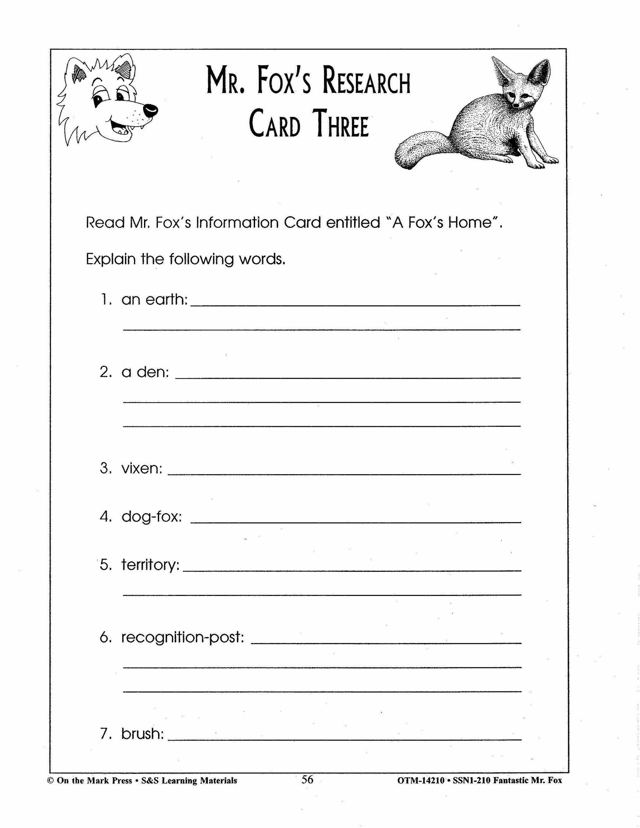 Fantastic Mr. Fox, by Roald Dahl Lit Link Grades 4-6