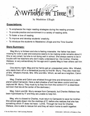 A Wrinkle in Time, by Madeline L'Engle,  Lit Link Grades 7-8