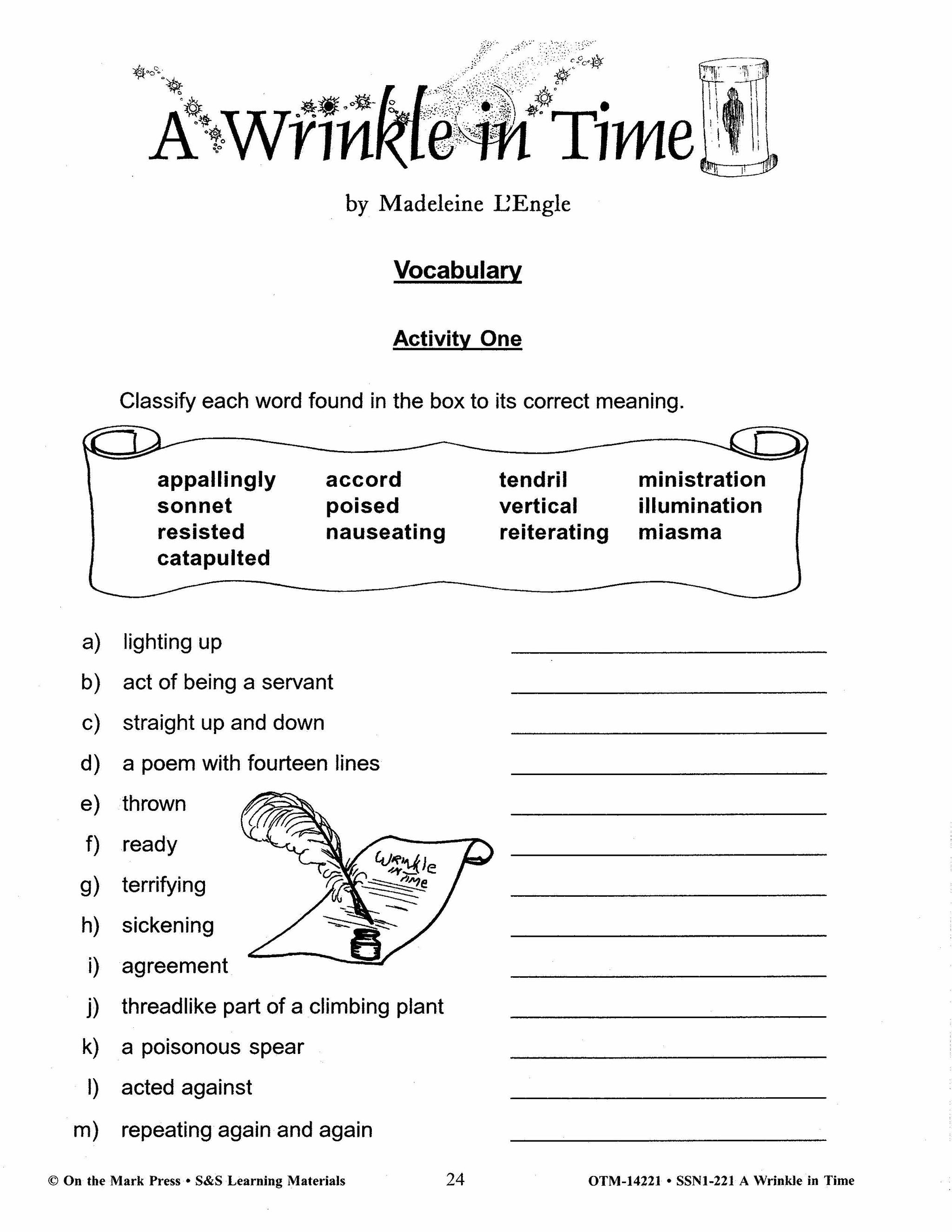 A Wrinkle in Time, by Madeline L'Engle,  Lit Link Grades 7-8