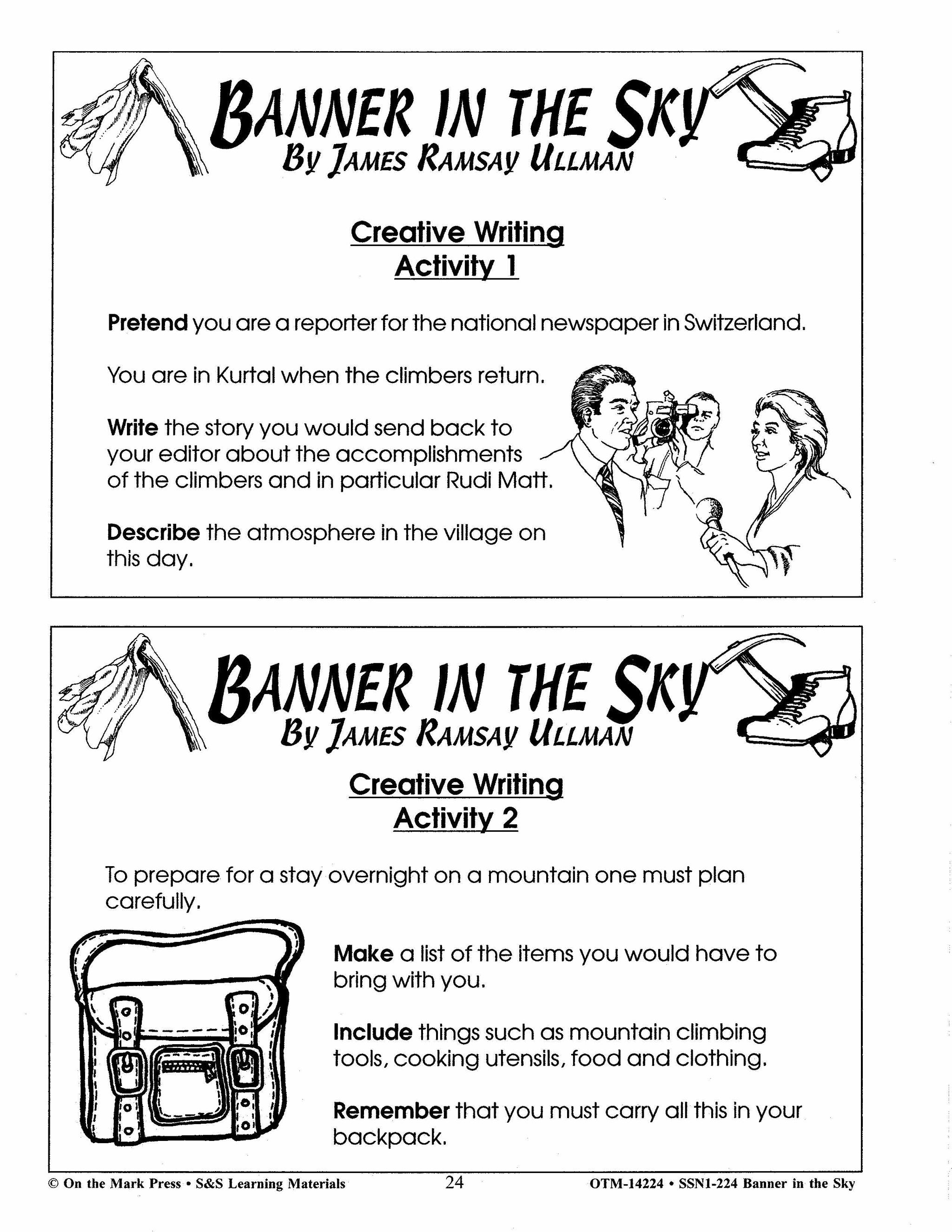 Banner in the Sky,  by James Ramsey Ullman Lit Link Grades 7-8