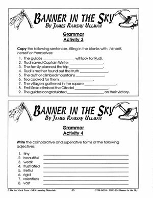 Banner in the Sky,  by James Ramsey Ullman Lit Link Grades 7-8