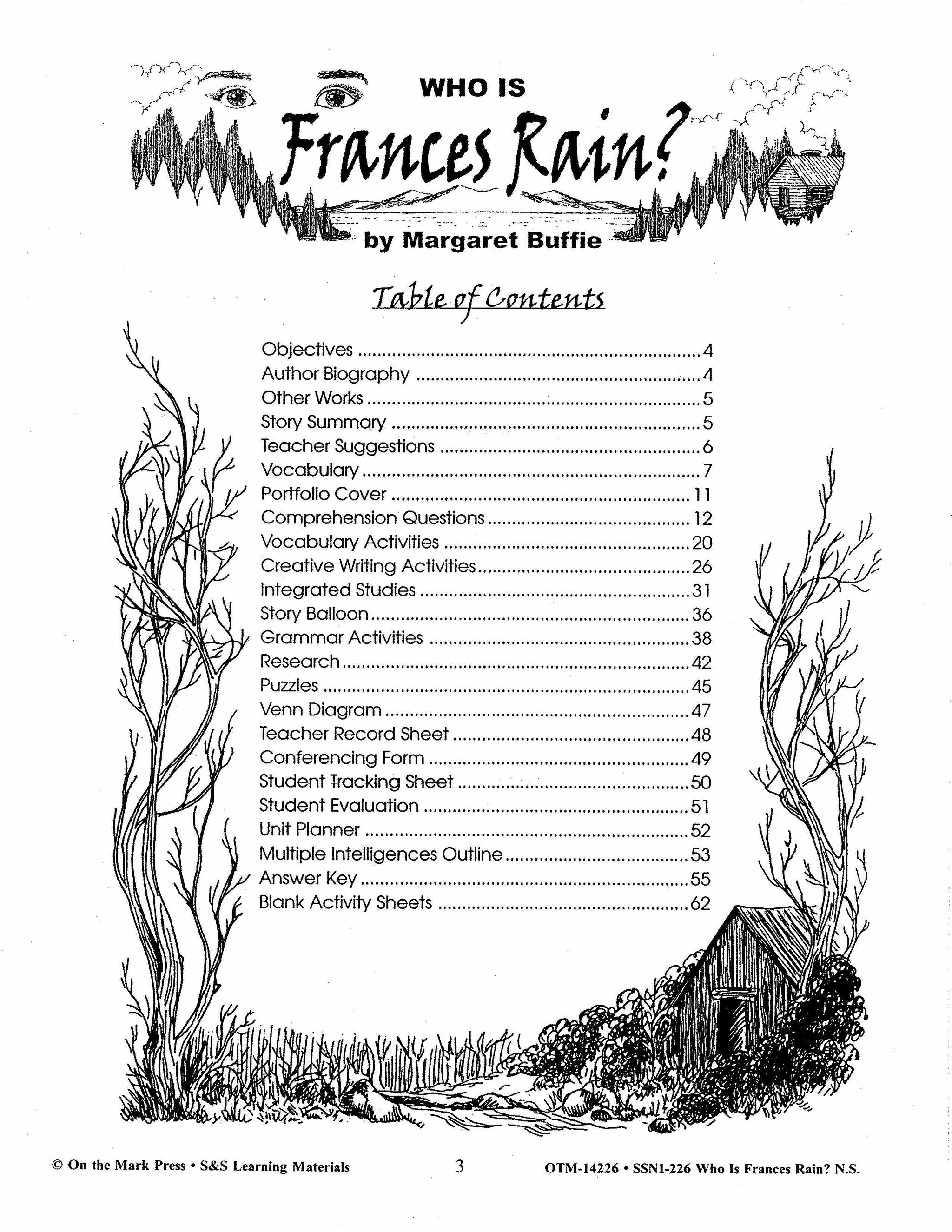 Who is Frances Rain?, by Margaret Buffie Lit Link Grades 4-6