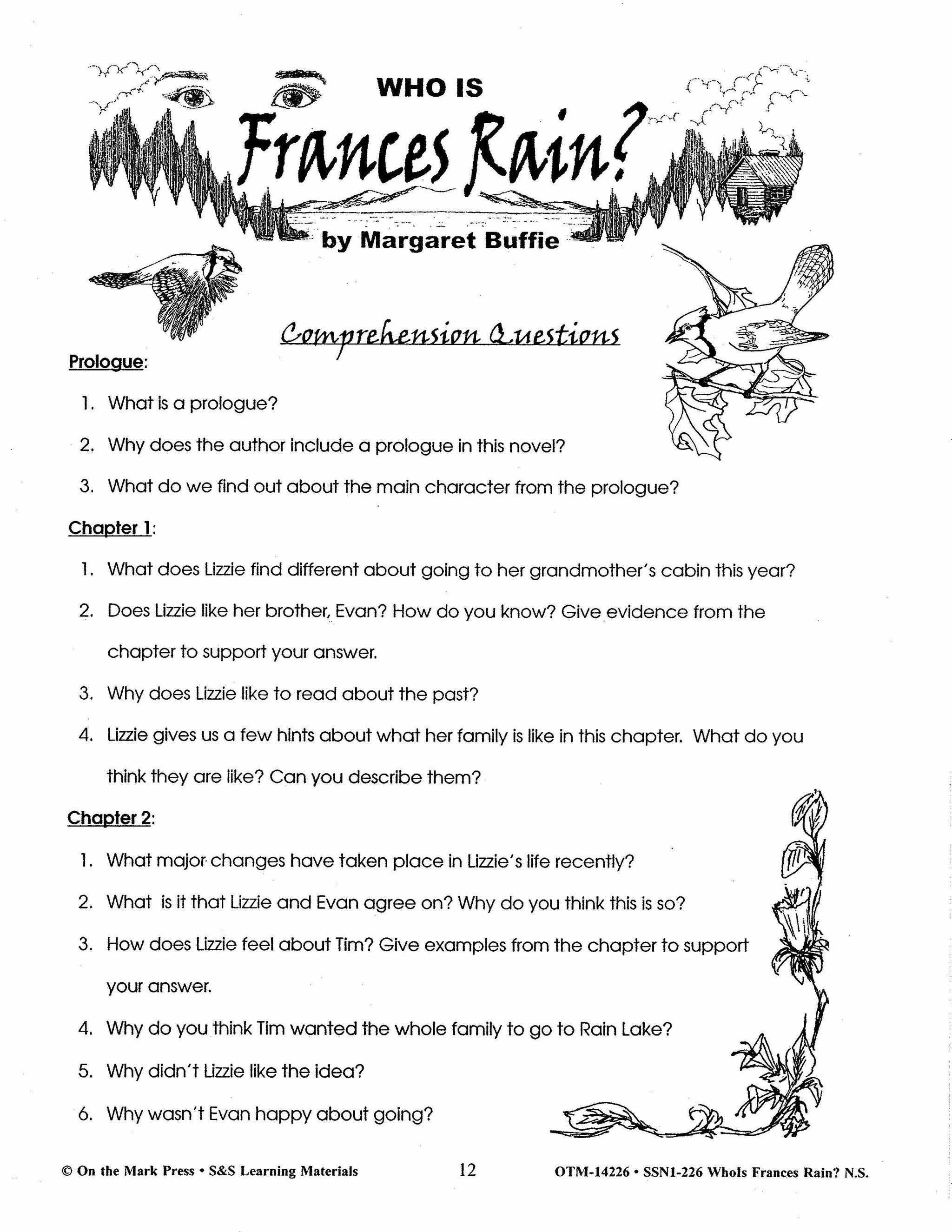 Who is Frances Rain?, by Margaret Buffie Lit Link Grades 4-6