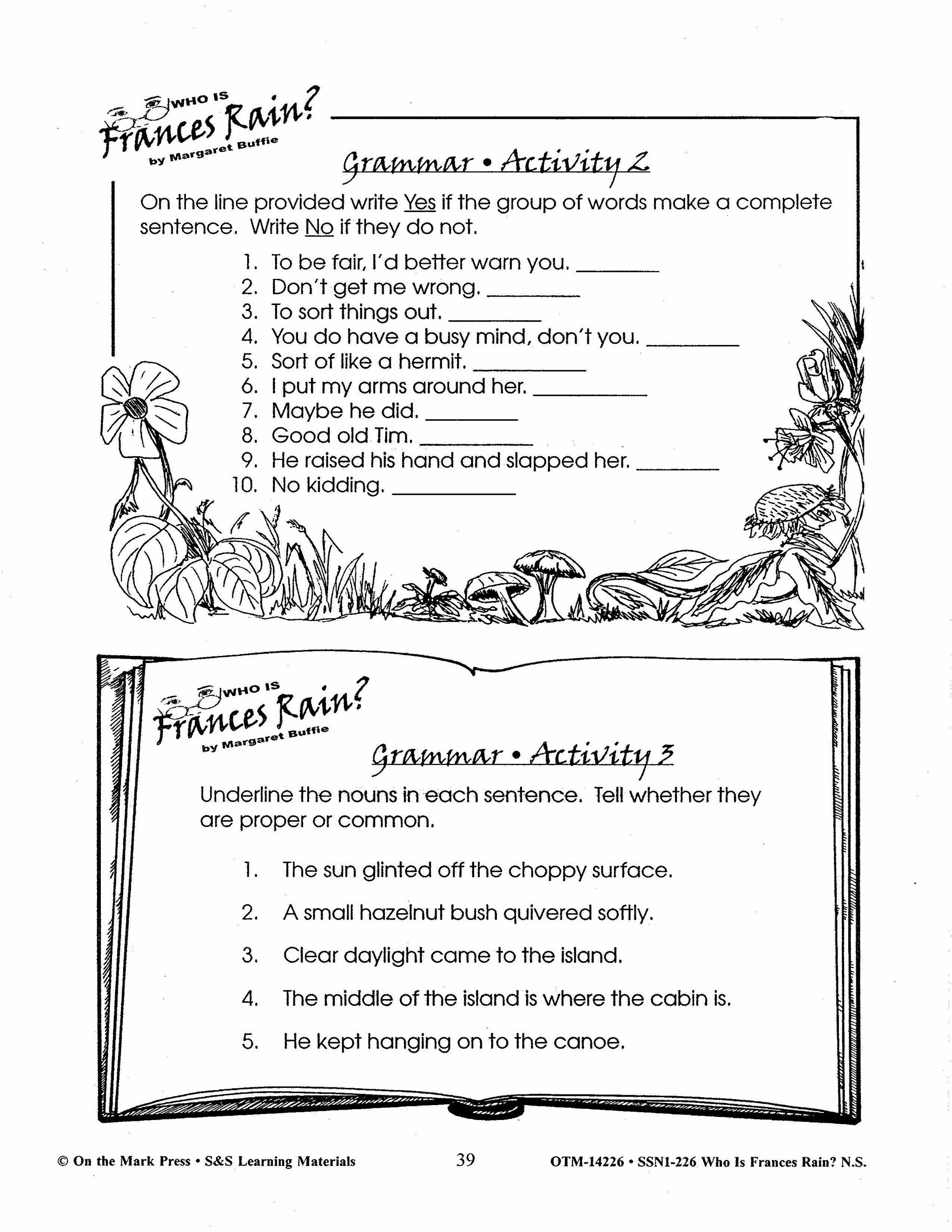 Who is Frances Rain?, by Margaret Buffie Lit Link Grades 4-6