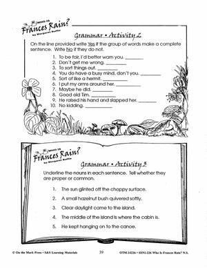 Who is Frances Rain?, by Margaret Buffie Lit Link Grades 4-6